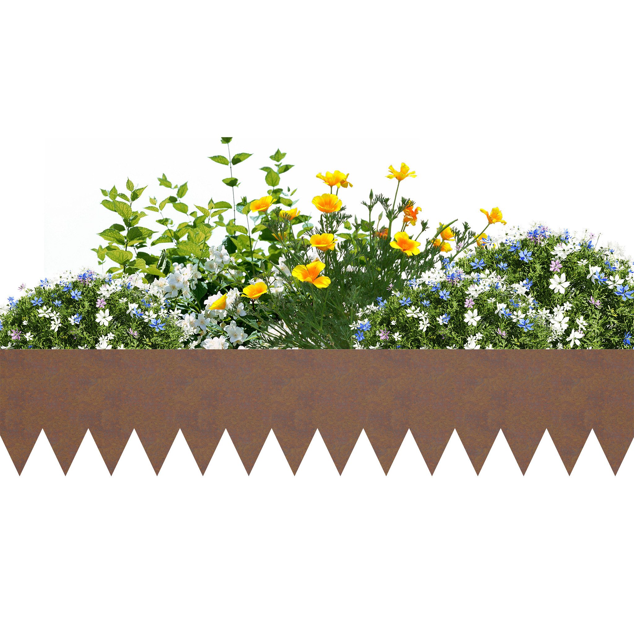 FIVMEN Beetumrandung Verzinkte Rasenkante 5m/10m Stahl-Landschaftseinfassung, 5 Stück, 5 m/10Stück, 10 m, 160mm/200mm Hoch, Rost