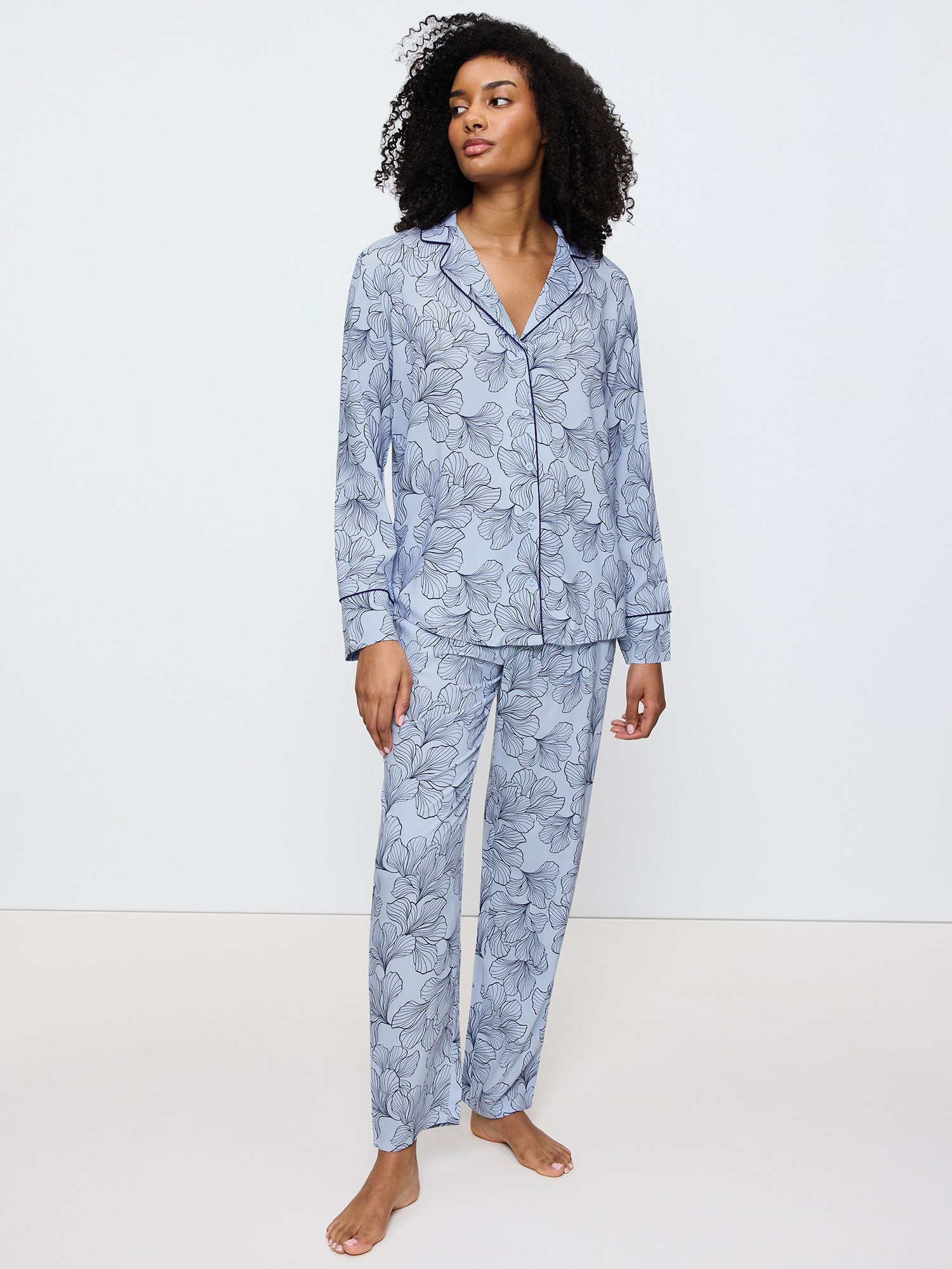 Triumph Pyjama Boyfriend Fit (2 tlg) entspannte Passform - Paspelierung - a günstig online kaufen