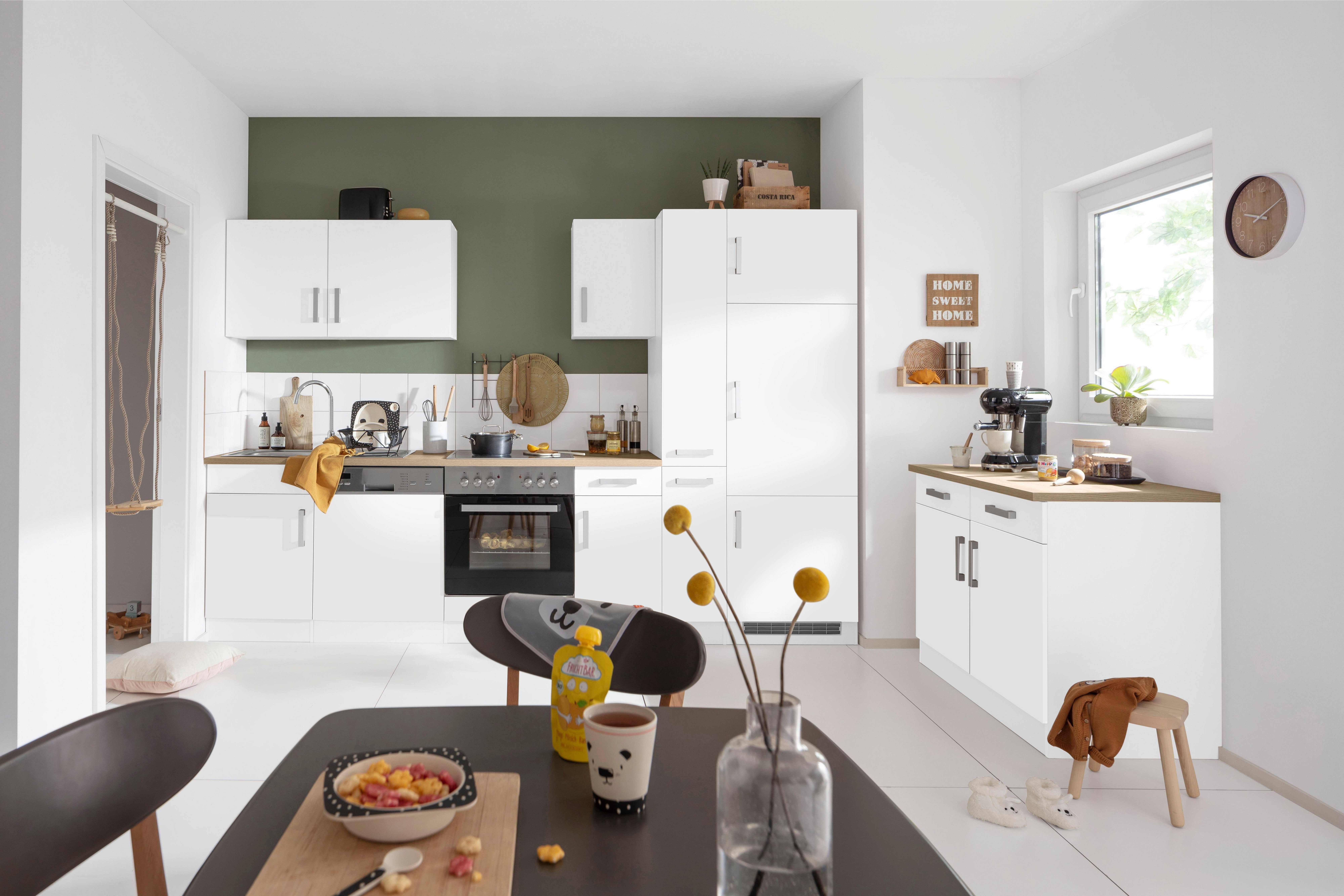 KOCHSTATION Küchenzeile KS-Gera, Breite 300 cm, wahlweise mit E-Geräten, mit Arbeitsplatte