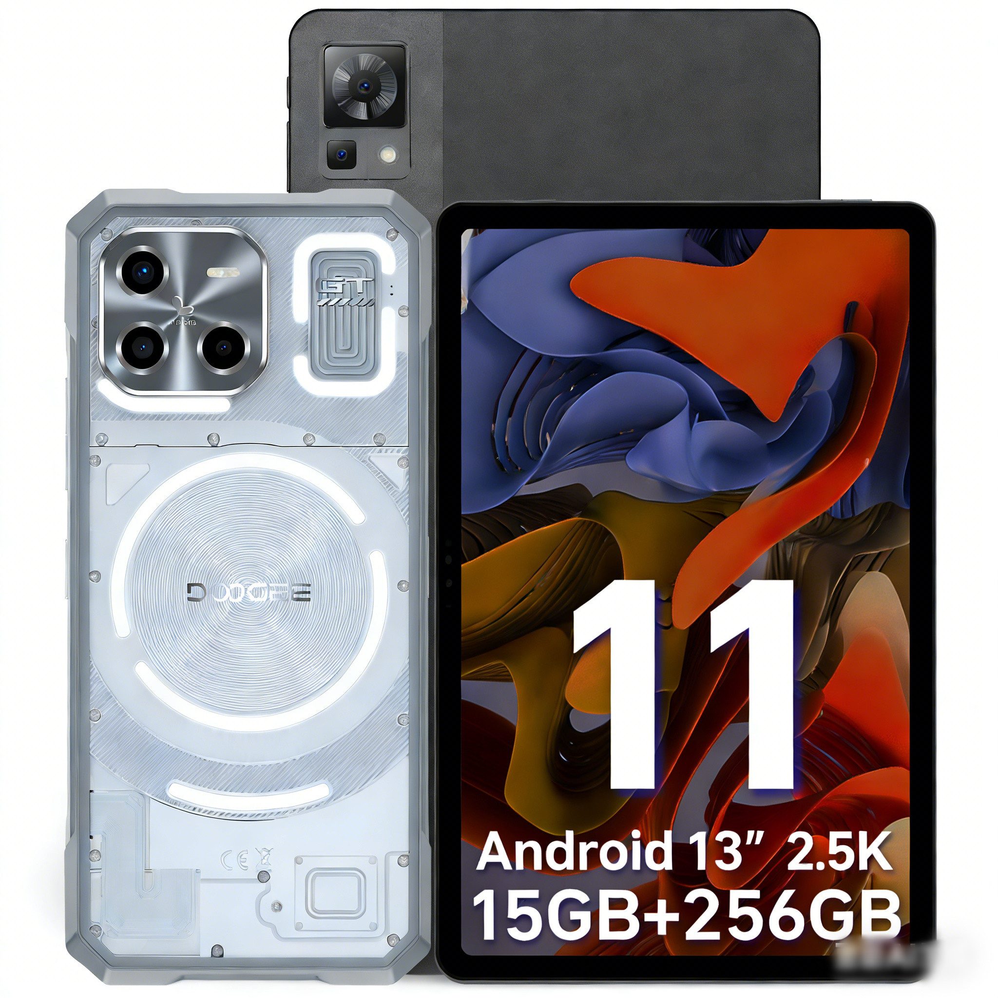 DOOGEE BLADE GT,5G, 6.72" FHD 120Hz, 5500mAh+ T30 PRO 11 Zoll Tablet Smartphone (6.72 Zoll, 256 GB Speicherplatz, 48 MP Kamera, Handy: mit LED Lichteffekte, Fingerabdruck, Gesichtserkennung, NFC)