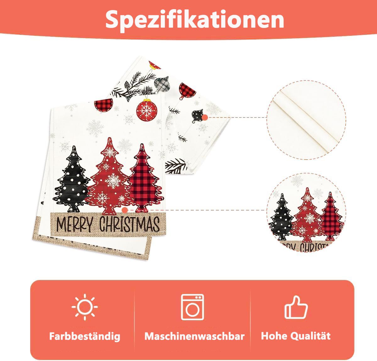 FOUORTUNATE-BEE Tischläufer Weihnachtsdeko Innen Tischläufer Weihnachten Deko (Weihnachtstischläufer Weihnacht Tischdeko Weihnachts, Weihnachtsläufer Weinachtsd – Bild 3 von 5