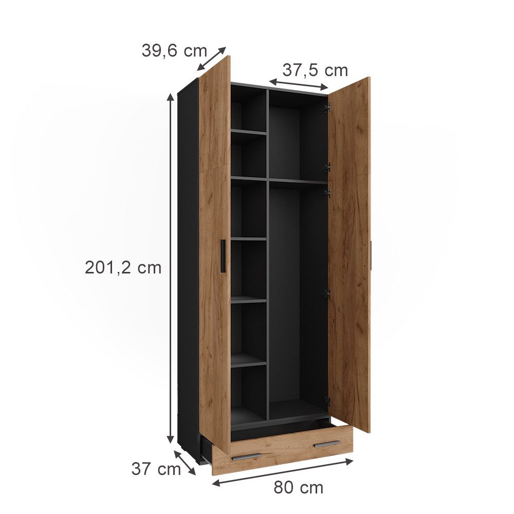 Vicco Aktenschrank Ingo, Anthrazit/Goldkraft Eiche, 80 günstig online kaufen