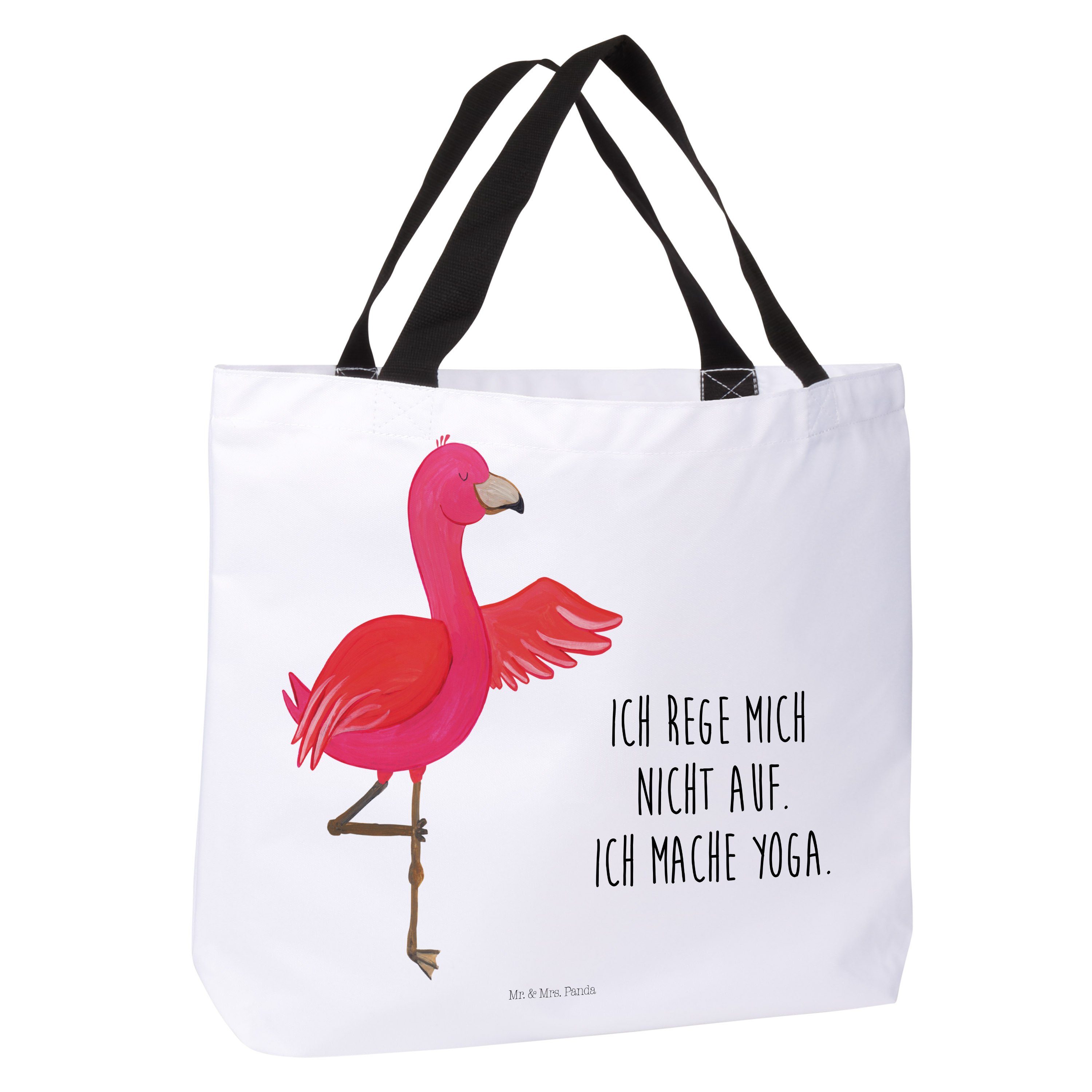 Schulbeutel, Mr. Namaste, B - Weiß Yoga & Flamingo Panda - Geschenk, Mrs. Achtsamkeit, Shopper (1-tlg)