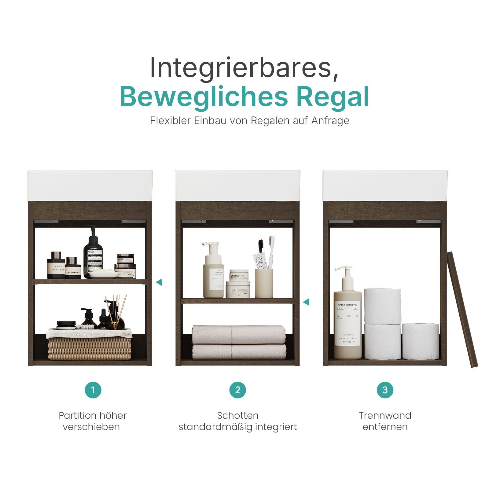 EMKE Badmöbel-Set Kompakter Badschrank mit Waschbecken günstig online kaufen