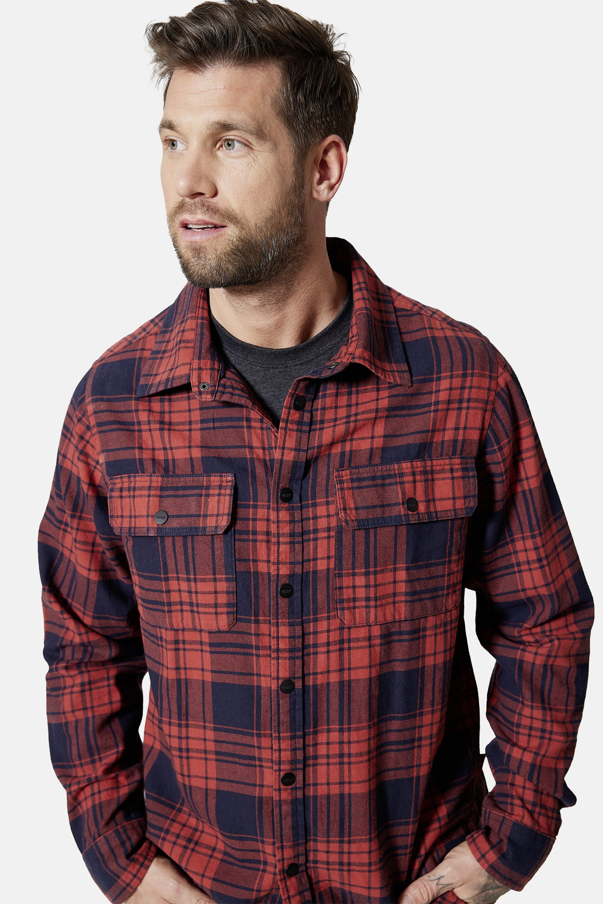 HERO by John Medoox Flanellhemd HARRY Karohemd Overshirt Regular Fit Casual Funktionsmaterial für Herren