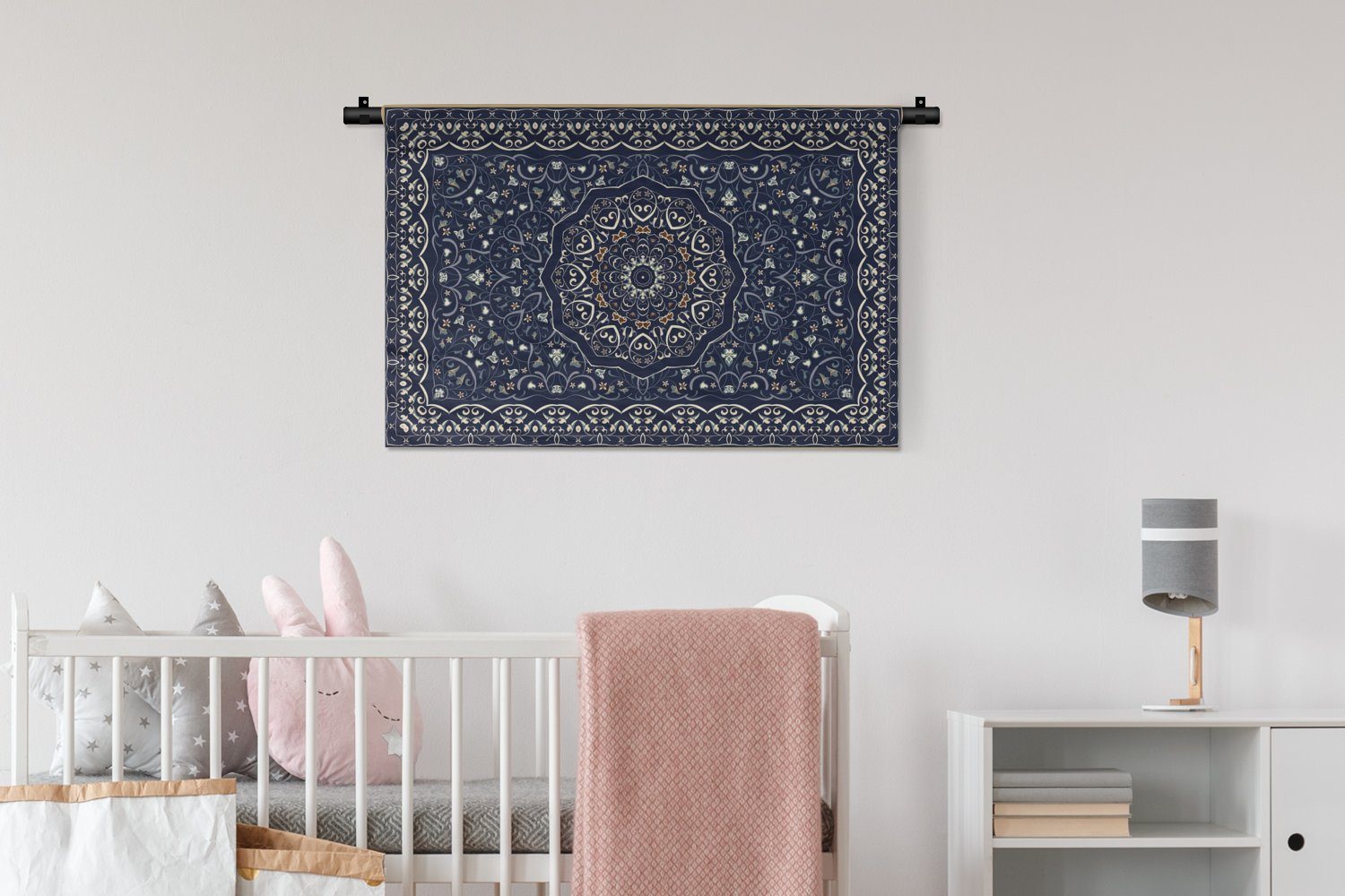 MuchoWow Wanddekoobjekt Wandtuch Blau, Teppich Teppich Mandala Persischer für Schlafzimmer, Kinderzimmer - - Wohnzimmer, - Hausdekor