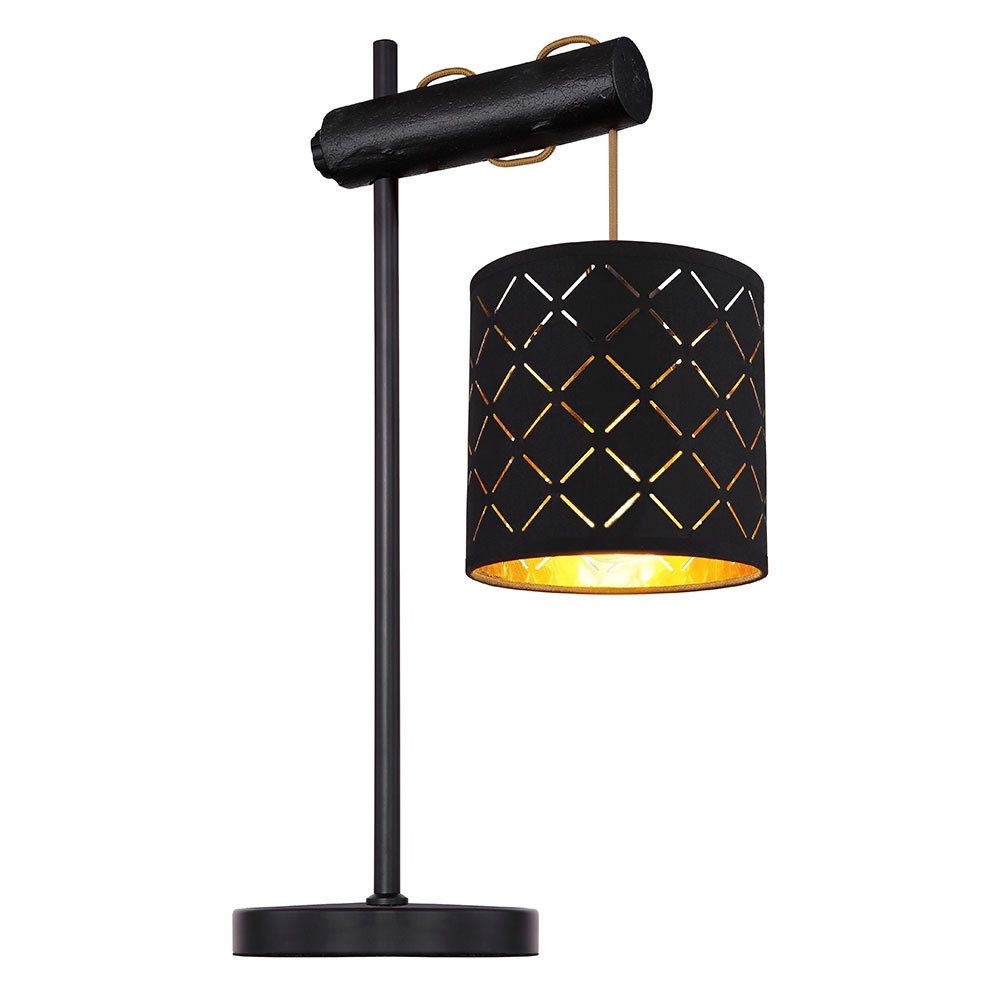 etc-shop Tischleuchte, höhenverstellbar Tischlampe schwarz Nachttischleuchte Holzlampe nicht gold inklusive, Leuchtmittel