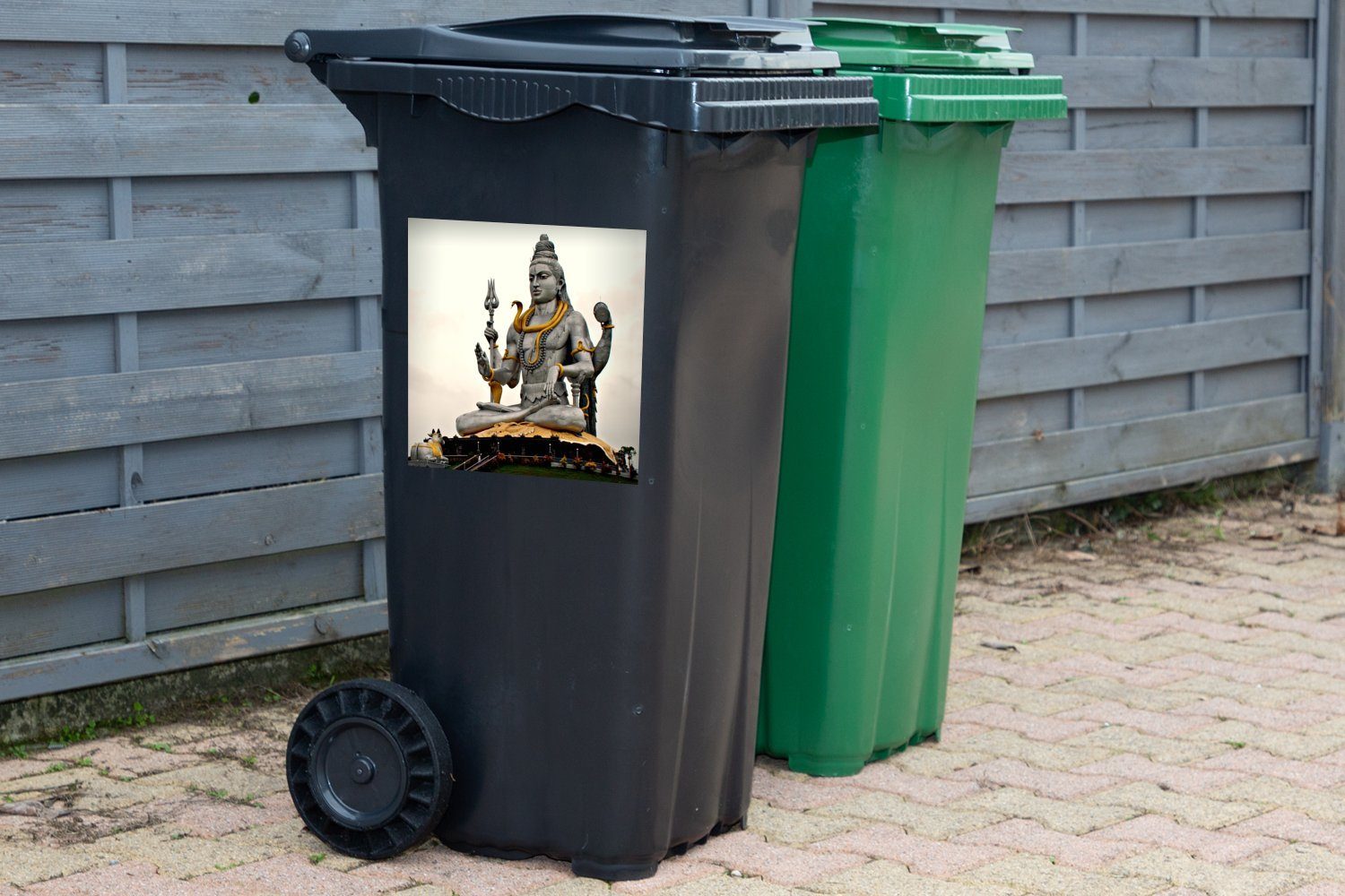 von Container, MuchoWow Wandsticker Graues Sticker, St), Mülleimer-aufkleber, Mülltonne, Shiva Bild Abfalbehälter (1