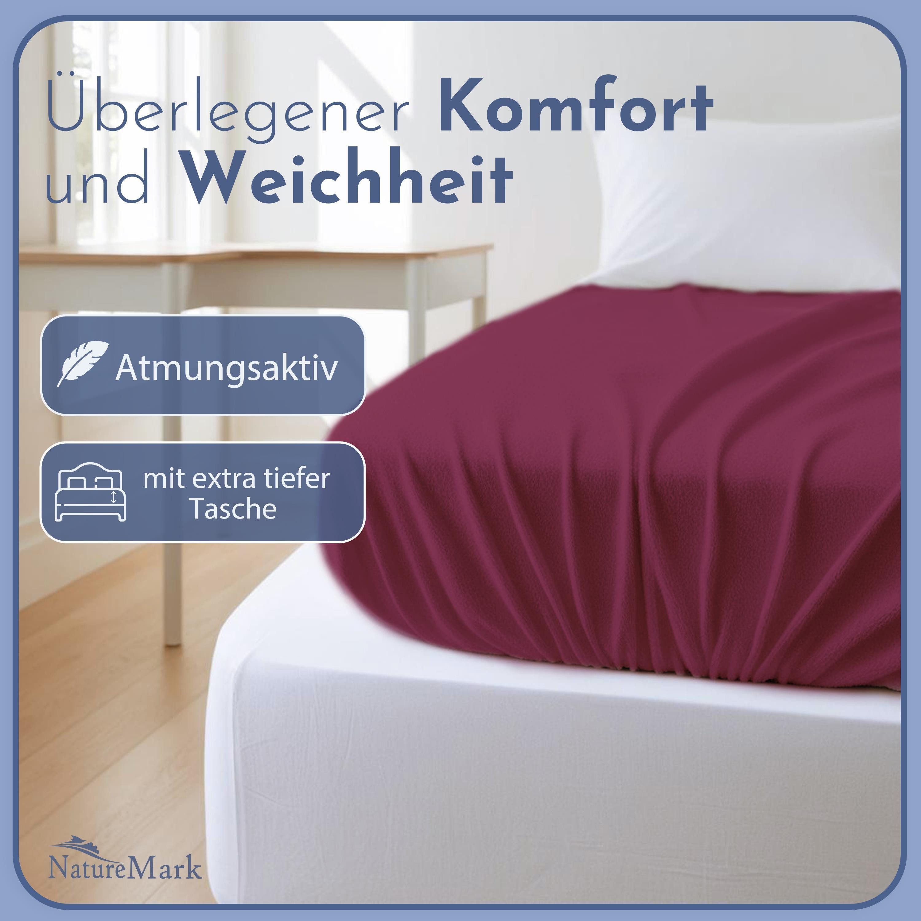 NatureMark Spannbettlaken Frottee Spannbetttuch, 80% Baumwolle / 20% Polyester, Gummizug: rundum, (1 Stück), Spannbetttuch in vielen Größen und Farben – Bild 2 von 5