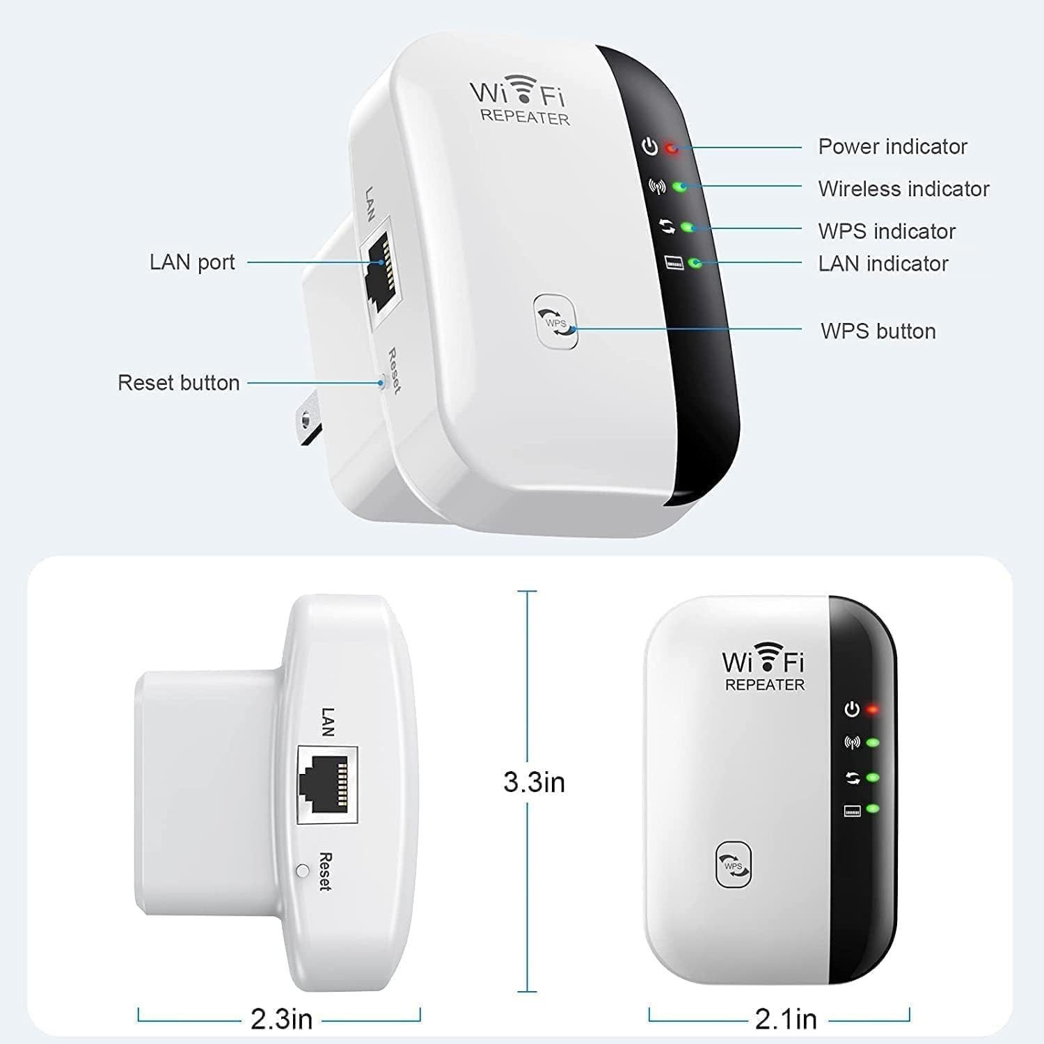 Athlix WiFi Extender Booster 300mbit/s, WLAN Repeater, WLAN Verstärker WLAN-Repeater, 300m² Abdeckung, 300 mbit/s, breite Kompatibilität