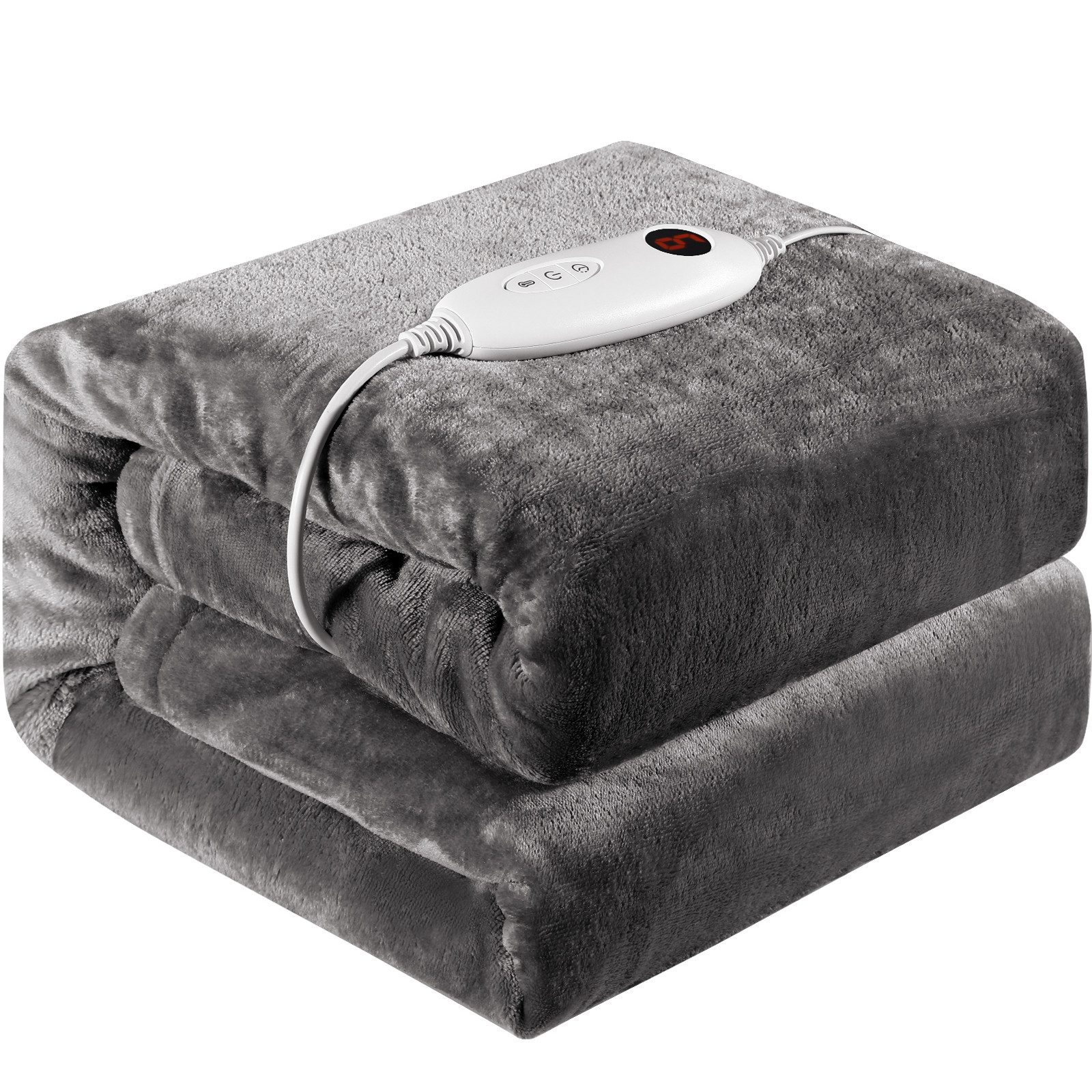 TLGREEN Heizdecke mit Abschaltautomatik 130x180 cm, 160W Flanell Wärmedecke mit 6 Temperaturstufen, 1~9 Stunden Timer, Überhitzungsschutz, Waschbar, Kuscheldecke für Sofa, Bett