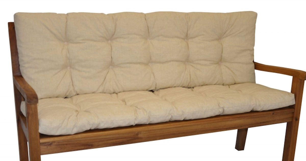 Rattani Bankauflage Kissen / Polster für Gartenbank / Bankkissen 120 cm beige, (Set Sitz und Rückenkissen), 2 teiliges Set Sitz und Rückenkissen .