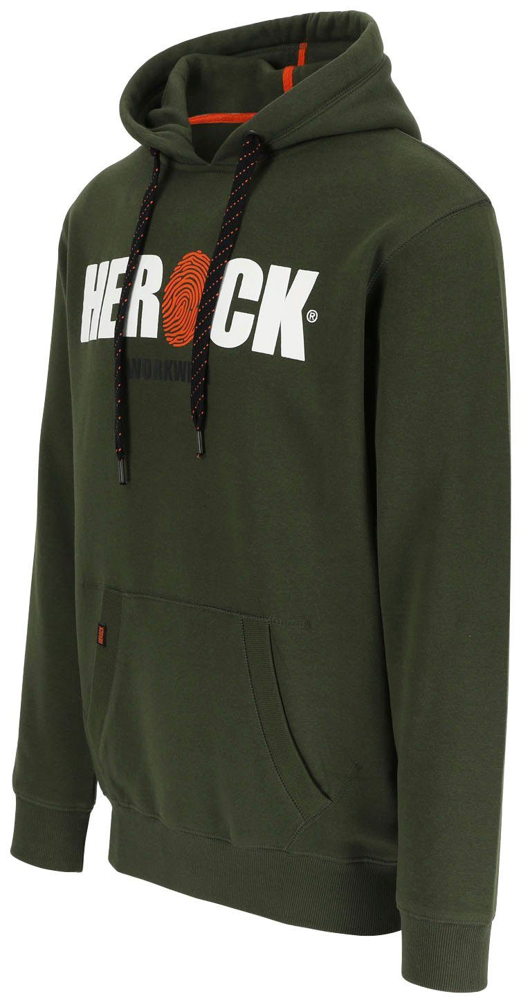 Mit Hoodie weich HERO Herock®-Aufdruck, khaki angenehm sehr Kangurutasche, und Herock