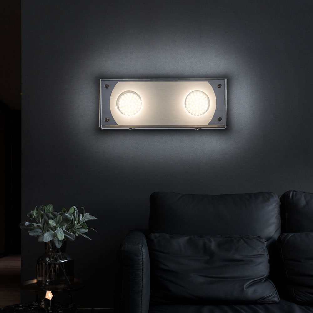 Wandleuchte, Warmweiß, Wand, Wohnzimmerleuchte inklusive, etc-shop LED Leuchtmittel Glas Chrom Stahl Wandlampe Wandleuchte