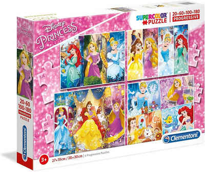 Clementoni® Steckpuzzle »Supercolor Puzzle Set - Disney Princess (20, 60, 100, 180 Teile)«, Puzzleteile