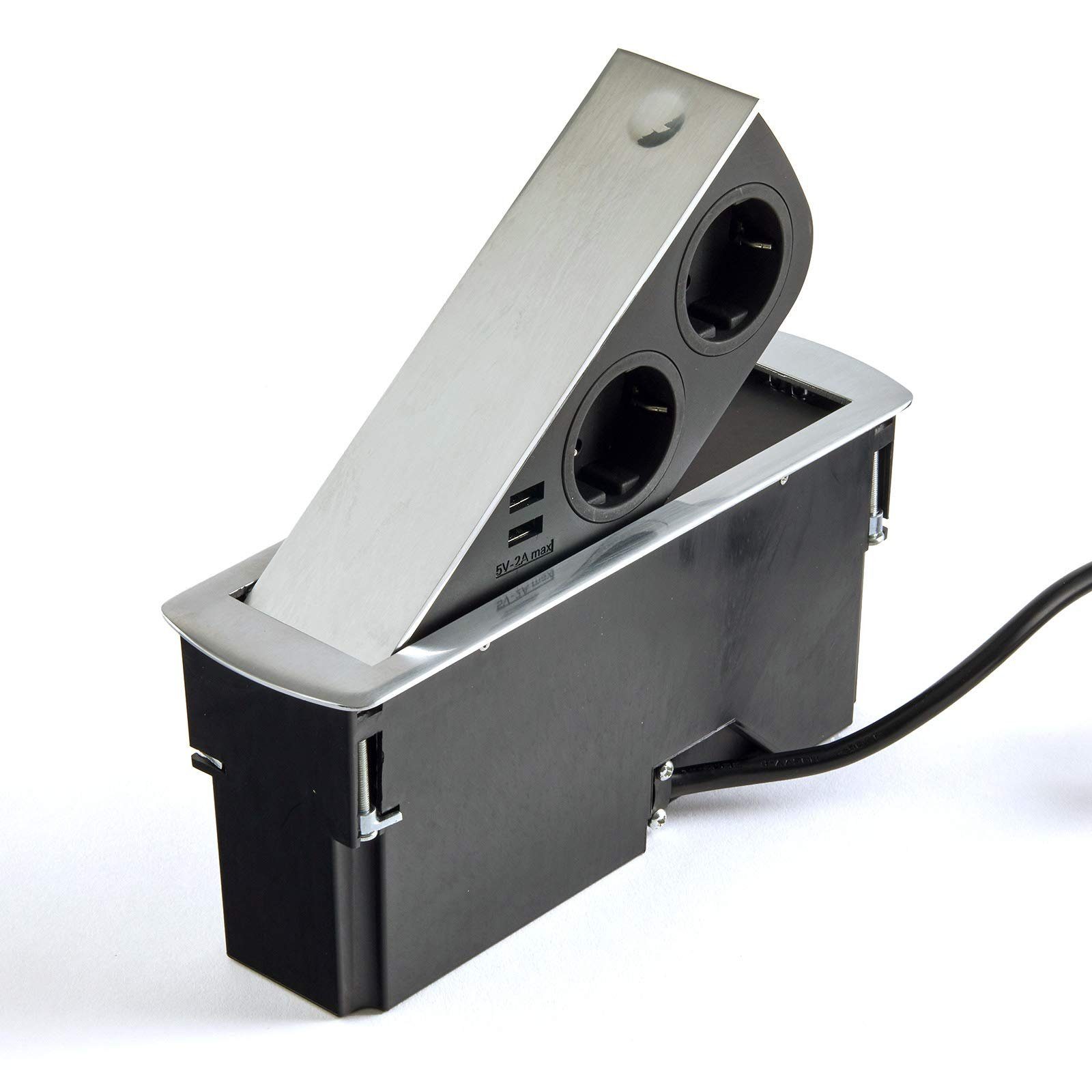 SO-TECH® Einbausteckdose ausschwenkbar 2x USB / 2x Schuko Einbau-Tischsteckdose
