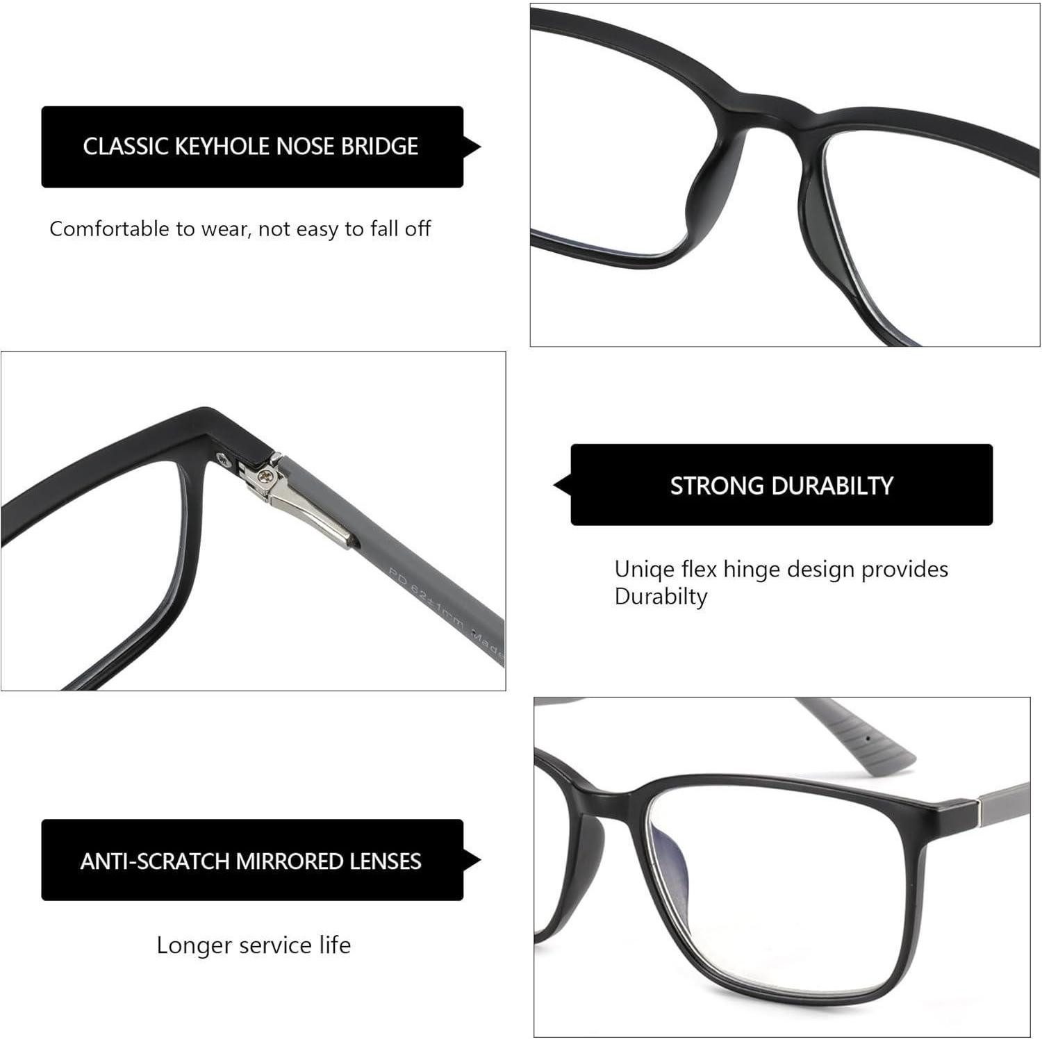 LuxusKollektion Lesebrille Brille Blaulichtfilter Lesebrille Herren Eckig Antiglanz Schwarz 2.0 x – Bild 2 von 5