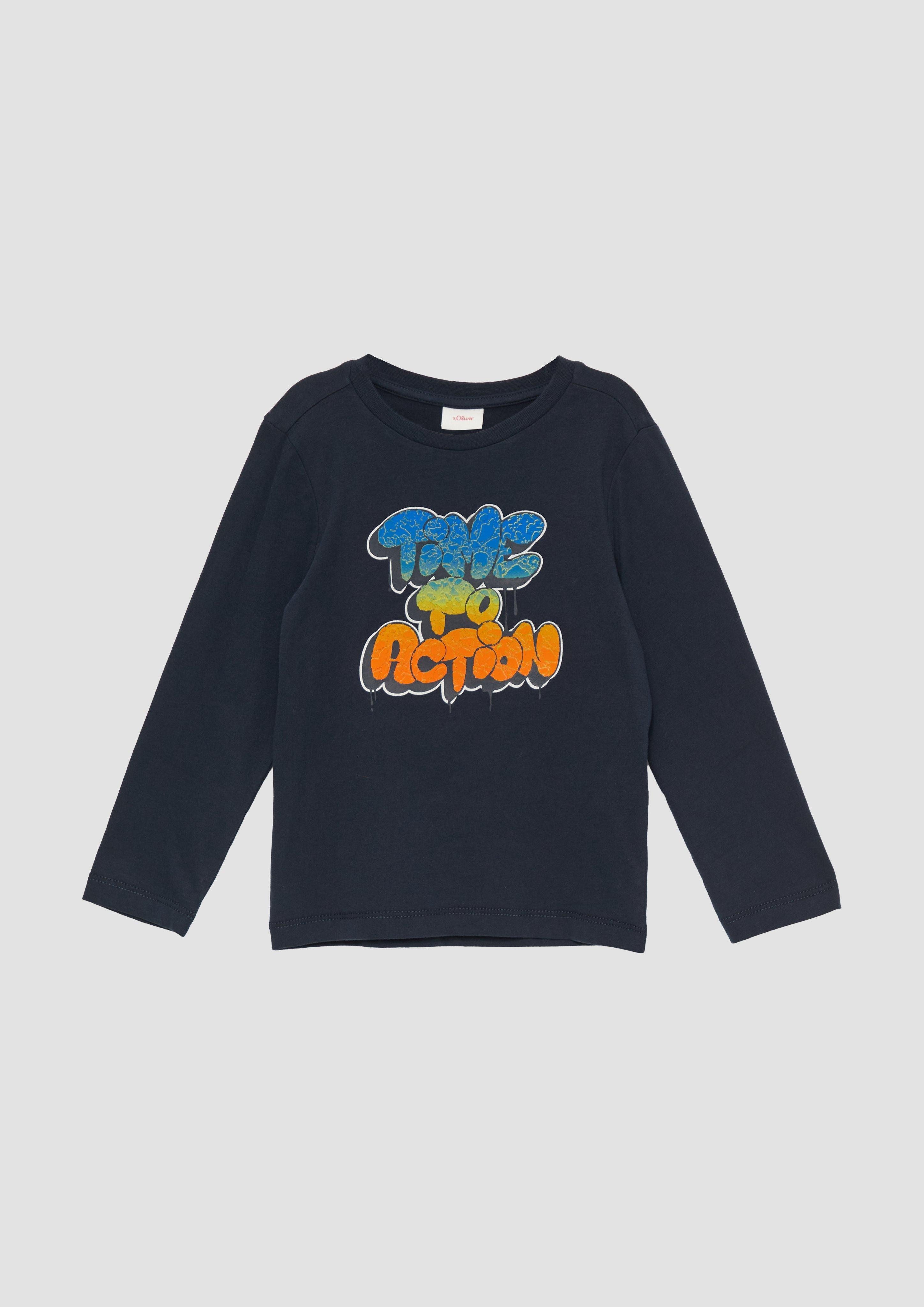 Langarmshirt Weiches Longsleeve mit strukturiertem Grafik-Print