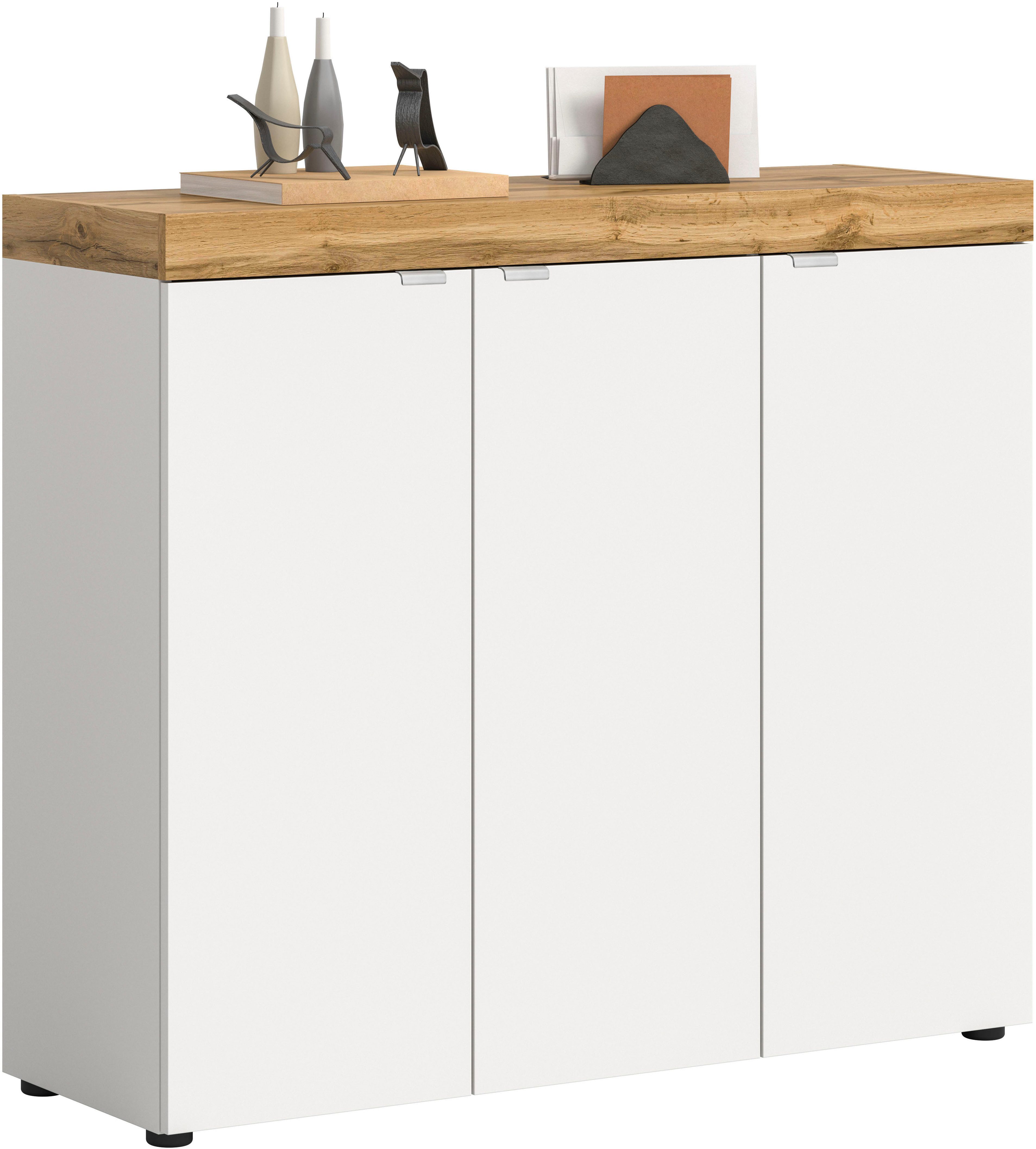 OTTO home Schuhschrank MAMBO II, Breite 115 cm, 3 Türen, 10 Einlegeböden (1-St., hängend oder stehend montierbar) Schuhschrank, Schuhkommode, Flur, Diele