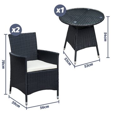 Ribelli Gartenlounge-Set Gartenmöbel Set, 3-teilig, schwarz/cream