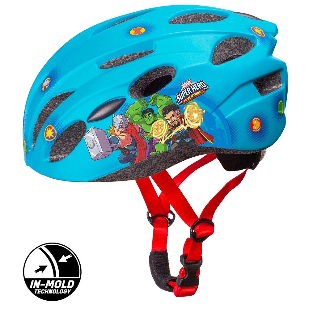 Seven Polska Kinderfahrradhelm "Avengers-Boys", hellblau, M: 52-56cm, In-Mold-Tec, ab ca. 6 Jahre