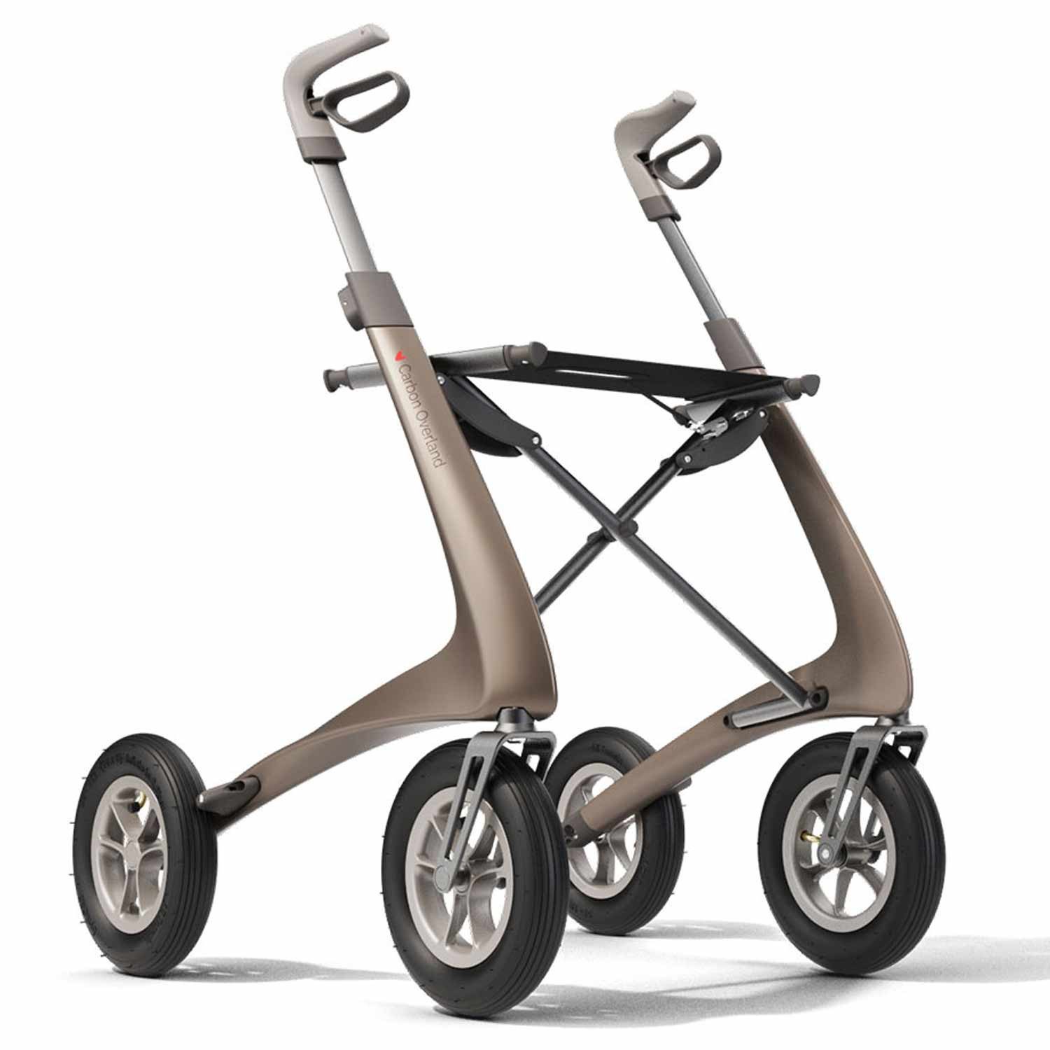 byACRE ApS Rollator byACRE Carbon Overland Rollator metallic-braun luftbereift, für unebenes Gelände, Große Luftreifen, Carbonrahmen