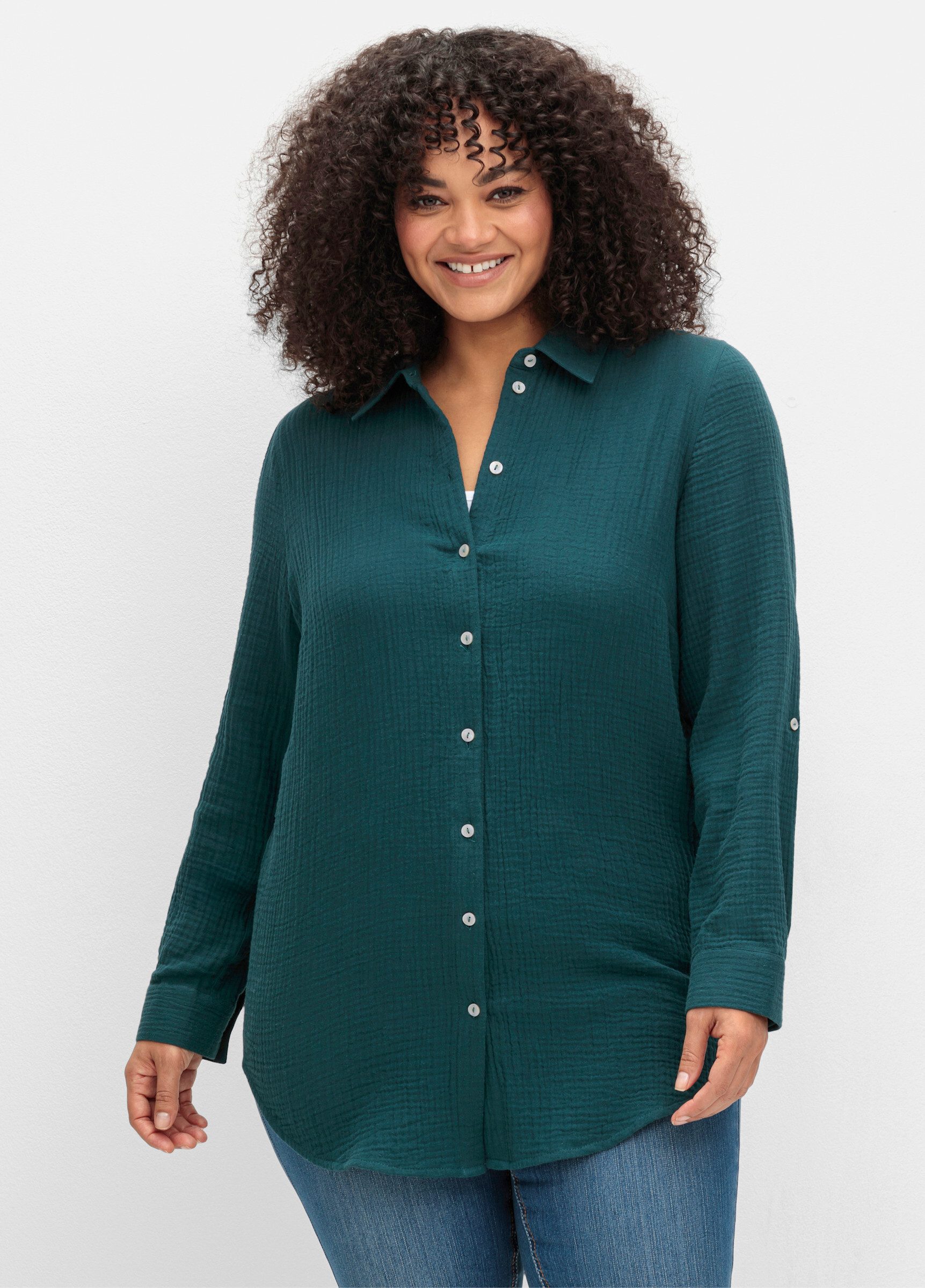 Sheego Klassische Bluse Baumwollbluse günstig online kaufen