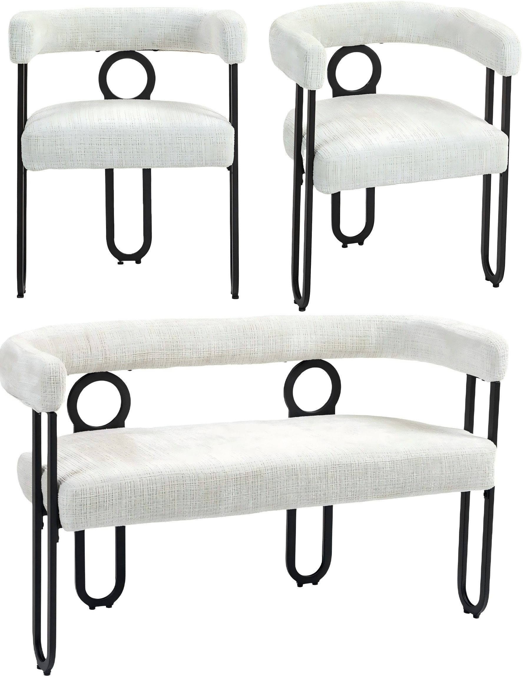 LVHOM Gartenstuhl Retro-Ring Metall 2-/4-/6er-Set, Chenille/PU günstig online kaufen