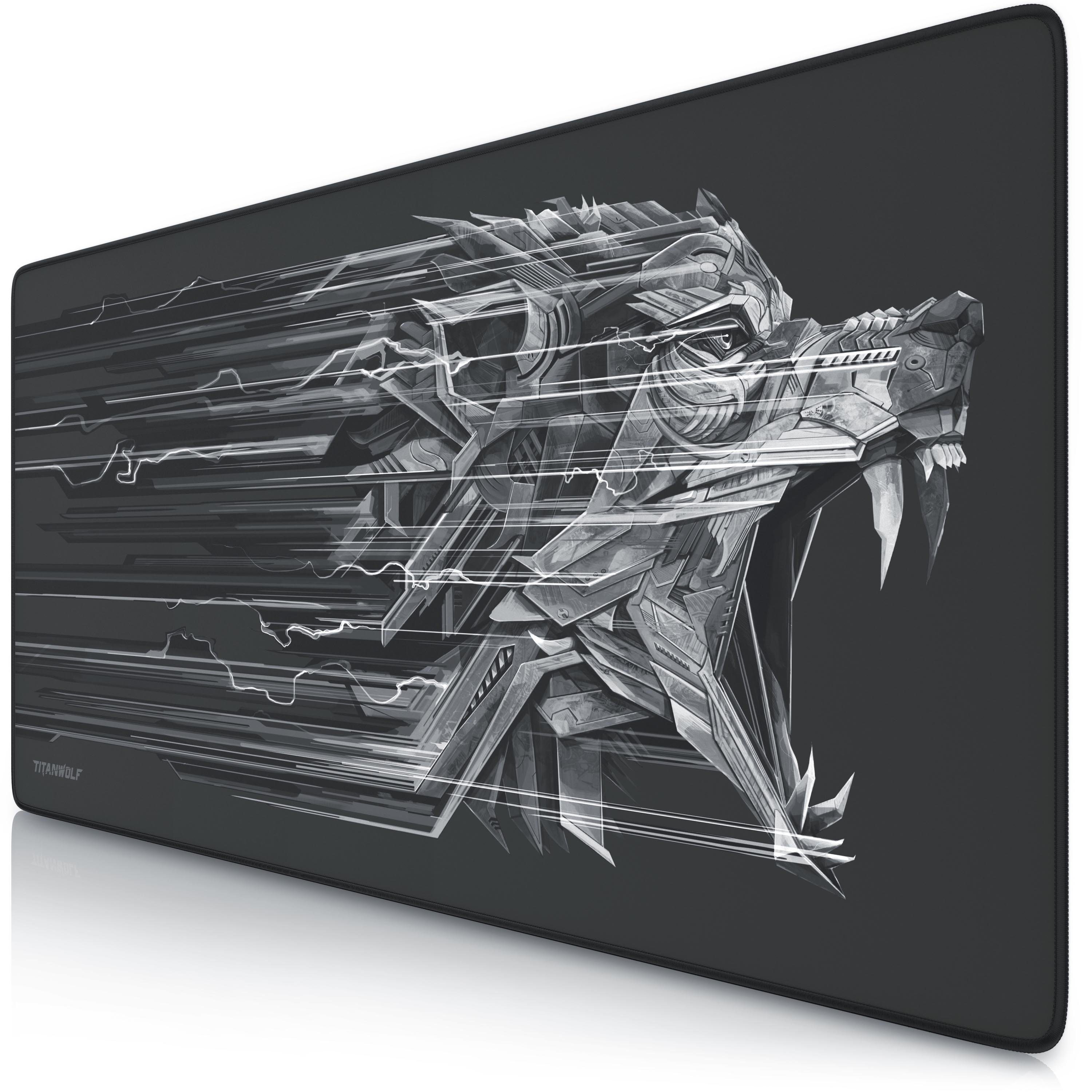 Titanwolf Gaming Mauspad XXL Speed Mousepad 900 x 400 x 3 mm, große Tischunterlage (1-St), rutschfest, abwaschbar, Geschwindigkeit & Präzision, schwarz