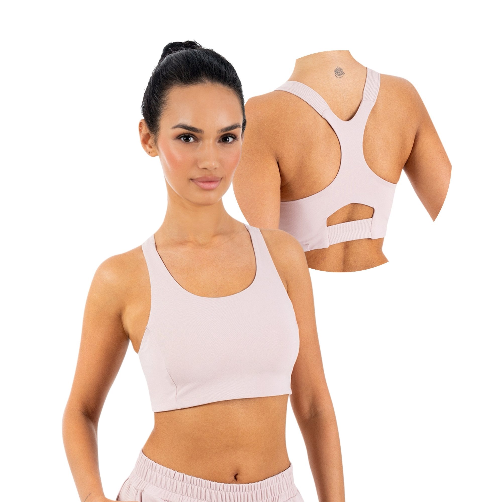 Smilodox Sport-BH Sylva, Top Damen, Bustier, figurbetont mit Cut-Out Rückendetail Shaped Fit, breite Träger, Rundhalsausschnitt, Gym & Training