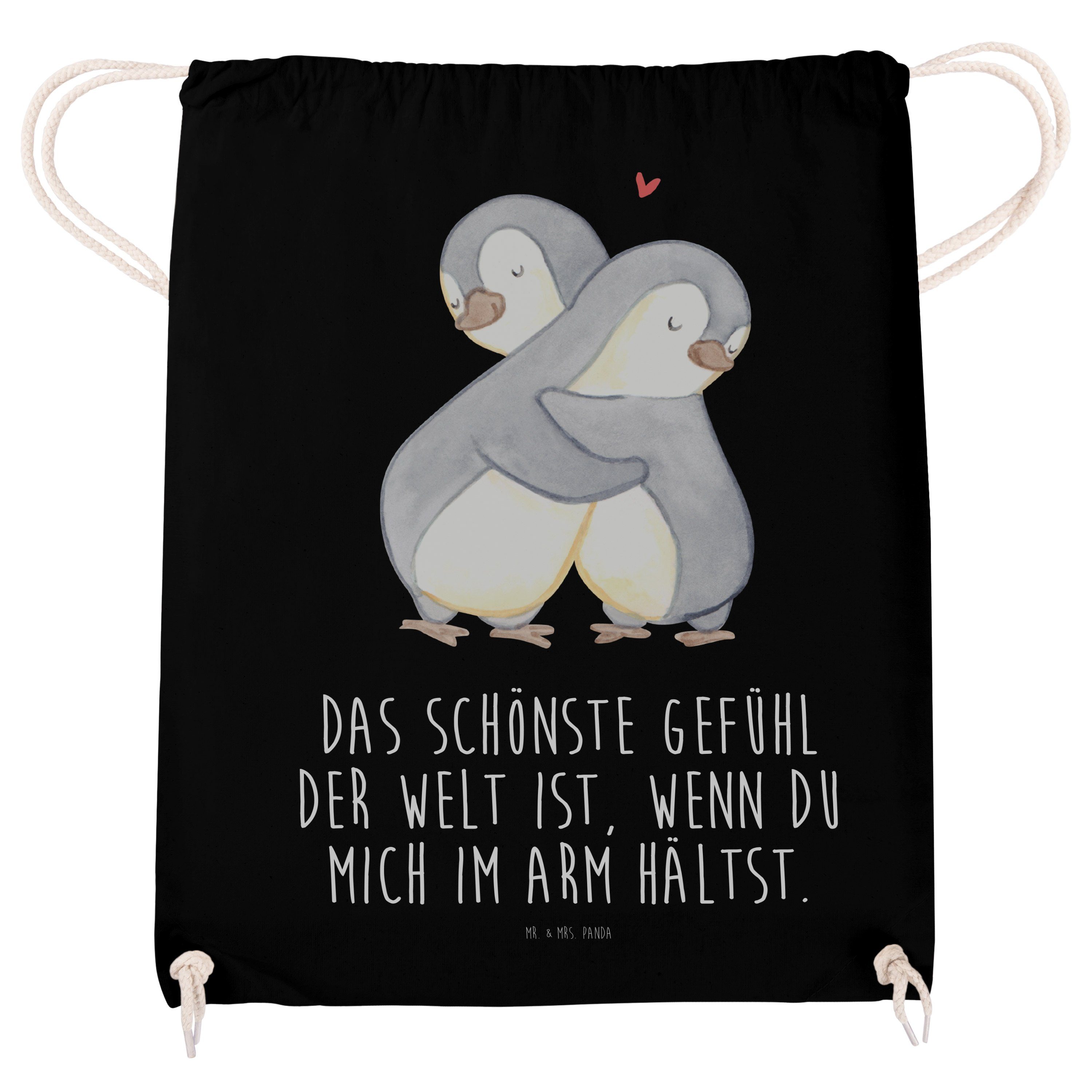 - Ehefrau, & Geschenk, Sporttasche Schwarz - Mrs. Mr. Panda Sporttasche Partner, Pinguine Kuscheln (1-tlg)