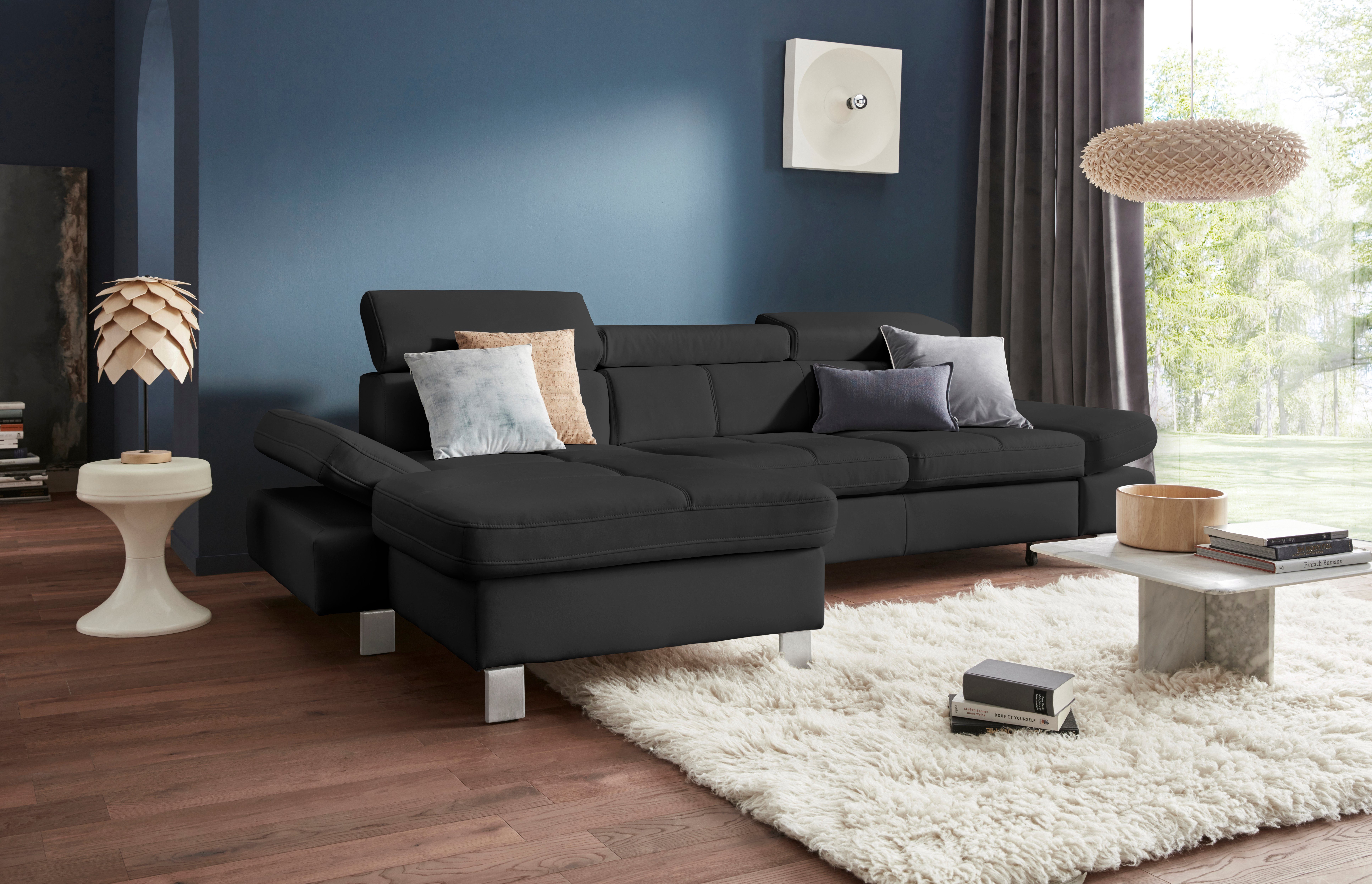exxpo - sofa fashion Ecksofa Fiji, hochwertige Detailverarbeitung, Breite 292cm, L-Form, bequem durch Kopf- und Armteilverstellung, wahlweise mit Bettfunktion