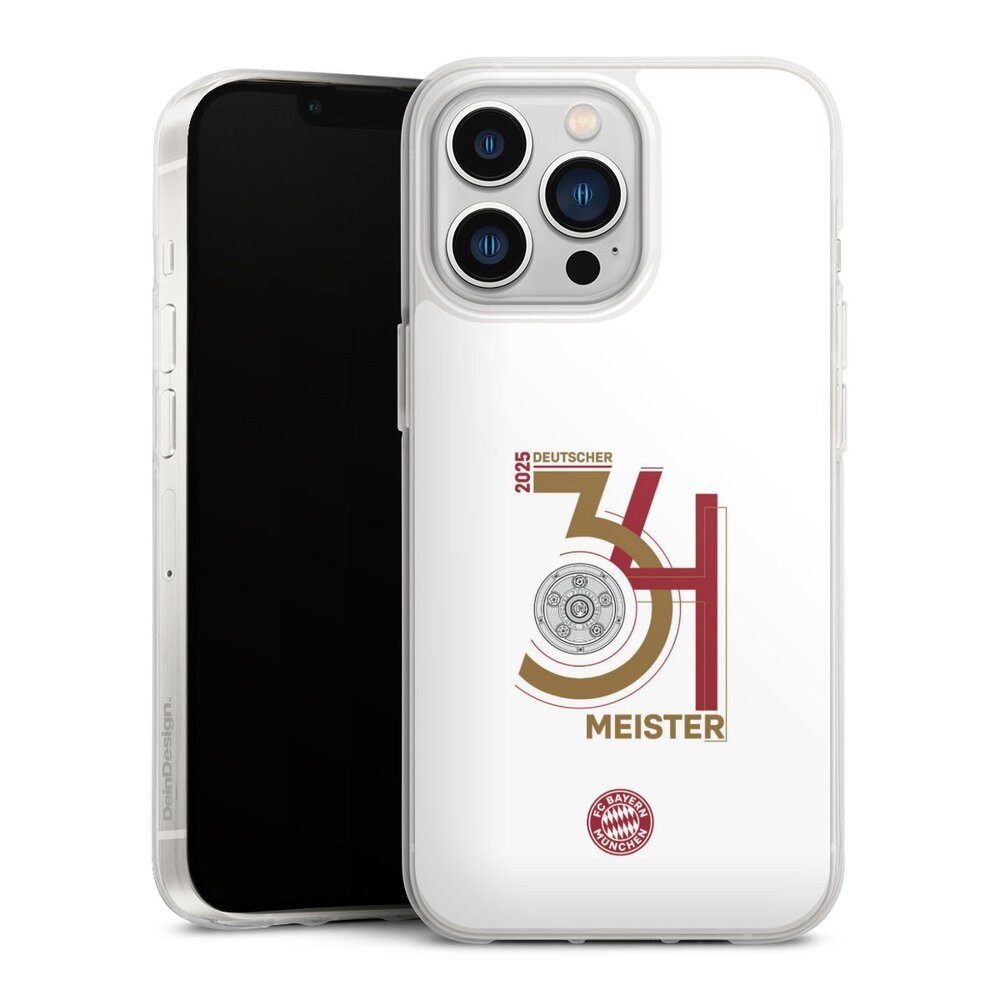 DeinDesign Handyhülle FC Bayern München Meister Offizielles Lizenzprodukt, Apple iPhone 13 Pro Silikon Hülle Bumper Case Handy Schutzhülle