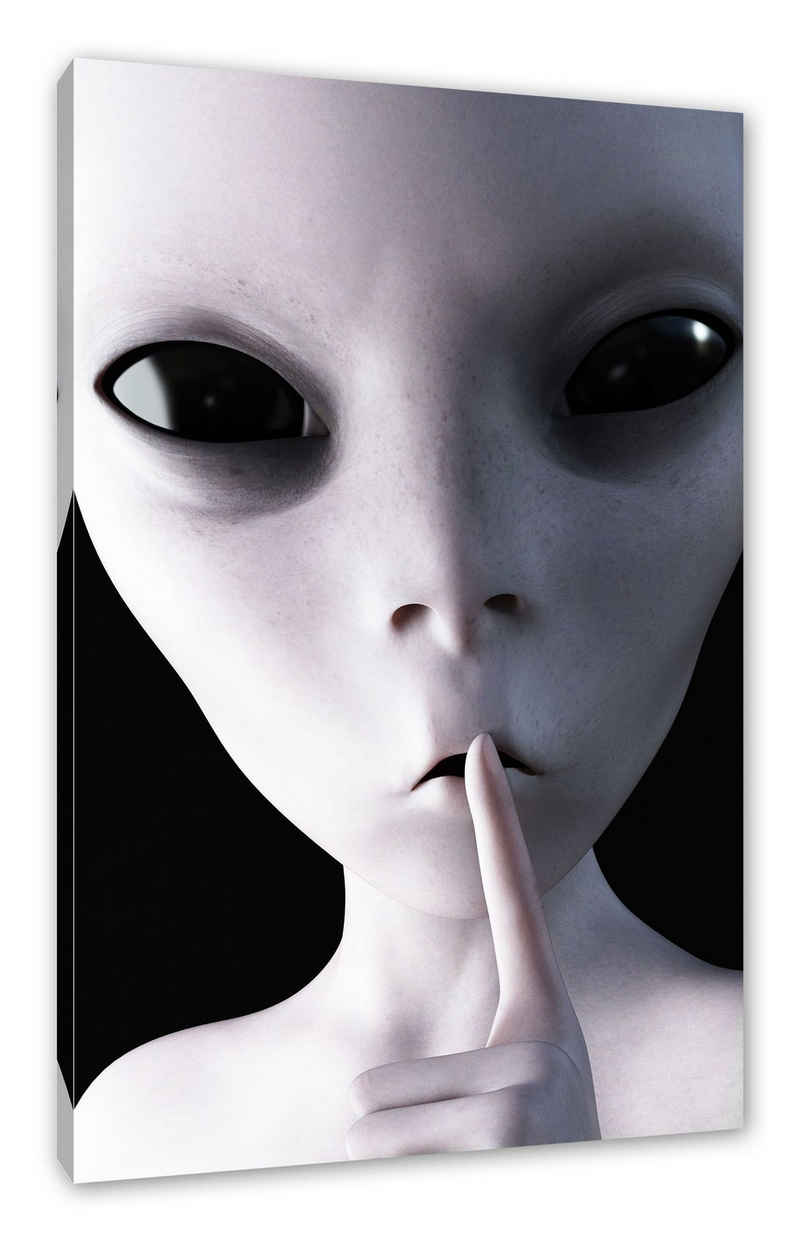 Pixxprint Leinwandbild Alien - nicht reden, Alien - nicht reden (1 St), Leinwandbild fertig bespannt, inkl. Zackenaufhänger