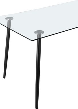 INOSIGN Essgruppe Darcel/Danny Glastisch, (Set, 5-tlg), Freischwinger Esszimmerstuhl, Tisch mit festmontierter Platte