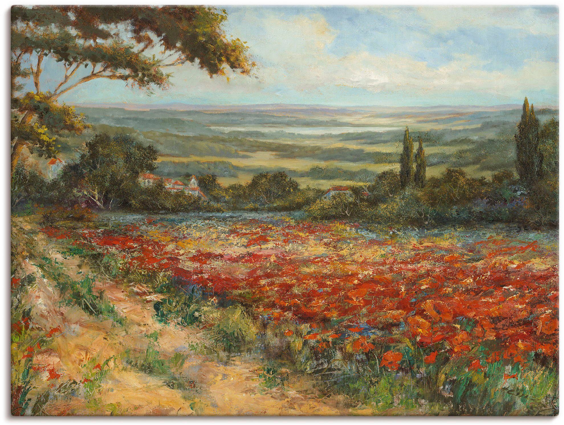 Artland Wandbild Weg am Mohnfeld, Wiesen & Bäume (1 St), als Leinwandbild, Poster in verschied. Größen