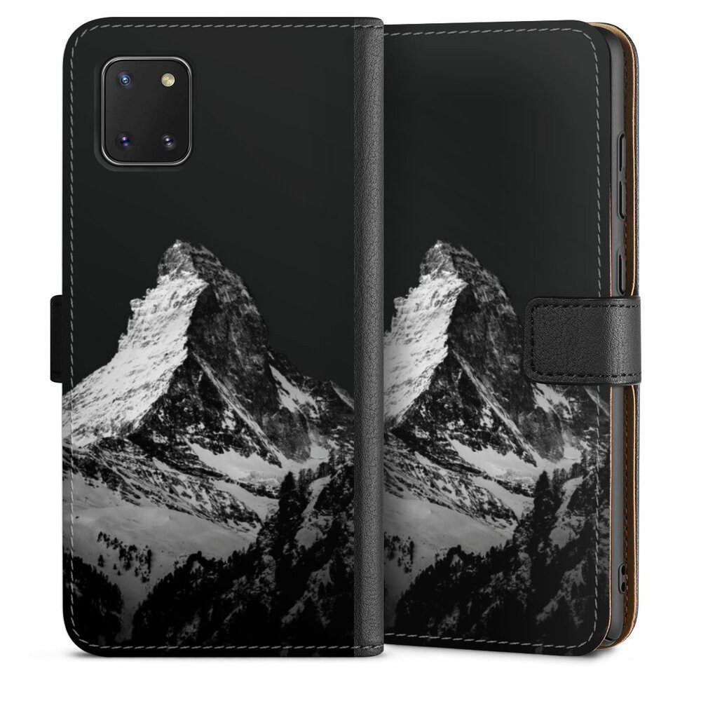 DeinDesign Handyhülle Berg Schnee Alpspitze Snow Capped Mountains Grayscale, Samsung Galaxy Note 10 lite Hülle Flip Case Klapphülle
