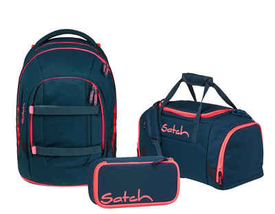 Satch Schulranzen Schulrucksack-Set PACK Pink Phantom 3-teilig (3-teilig), Laptop-Fach, Your-Size-System, Schulranzen