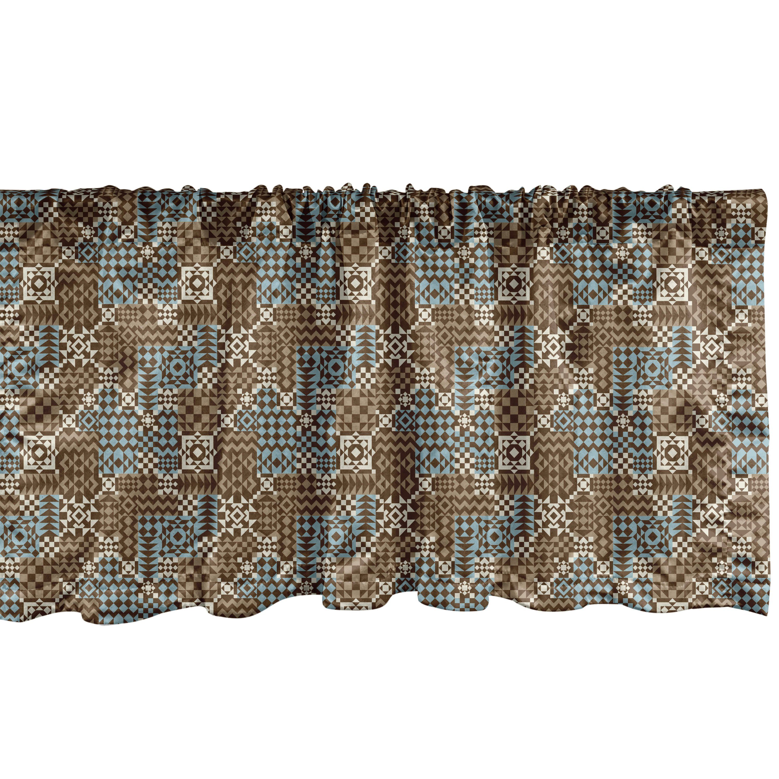 Scheibengardine Vorhang Volant für Küche Schlafzimmer Dekor mit Stangentasche, Abakuhaus, Microfaser, Abstrakt -Herbst-Töne Chaotic Stil