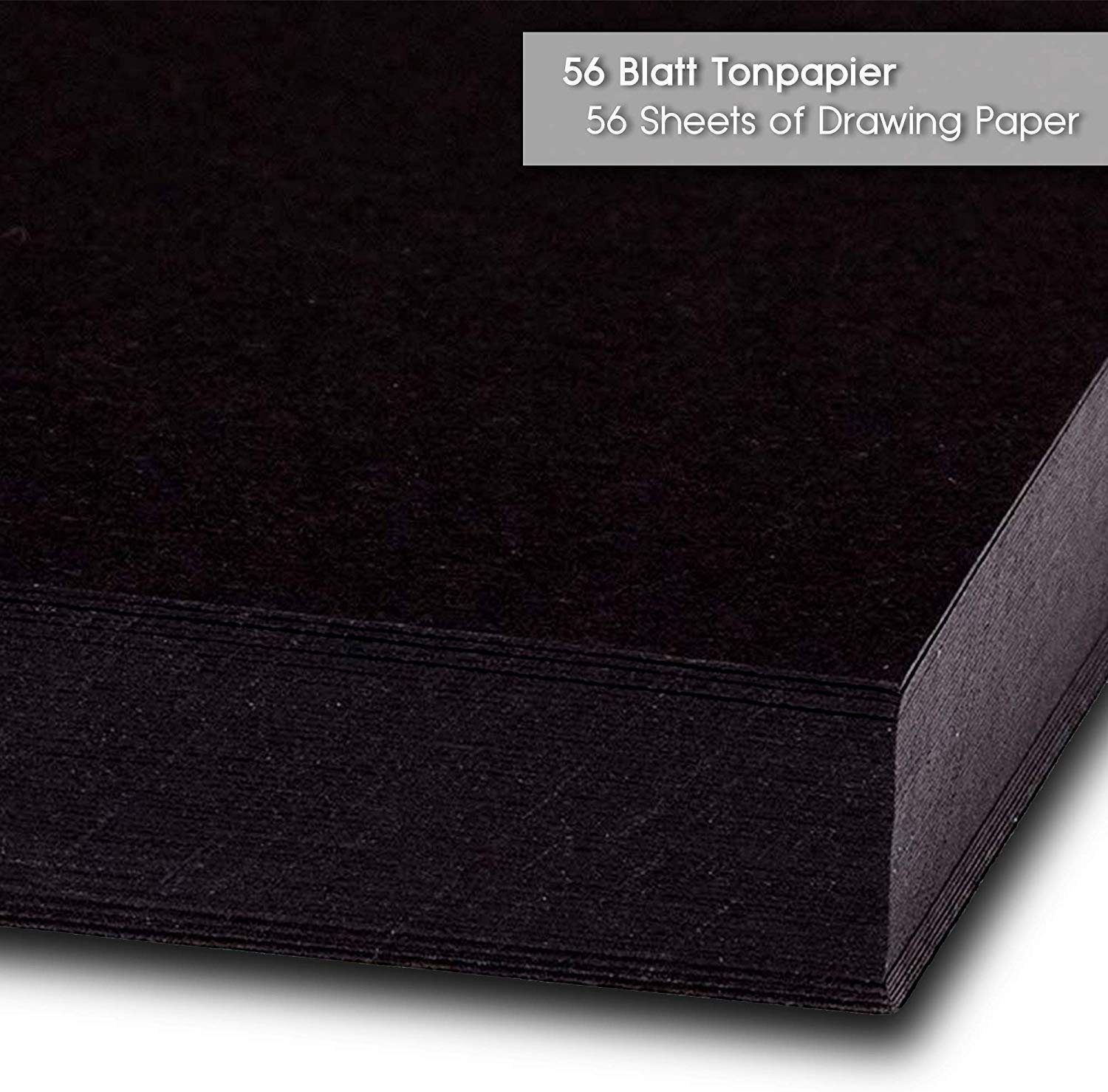 Tritart Blatt A3 Tonpapier Aquarellpapier Schwarzes 130g/m², 56