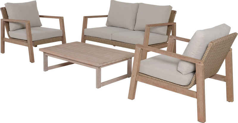 Garden Pleasure Gartenlounge-Set »SAN«, (4-tlg), 2 Sessel, Tisch LxB: 106x66 cm, inkl Kissen