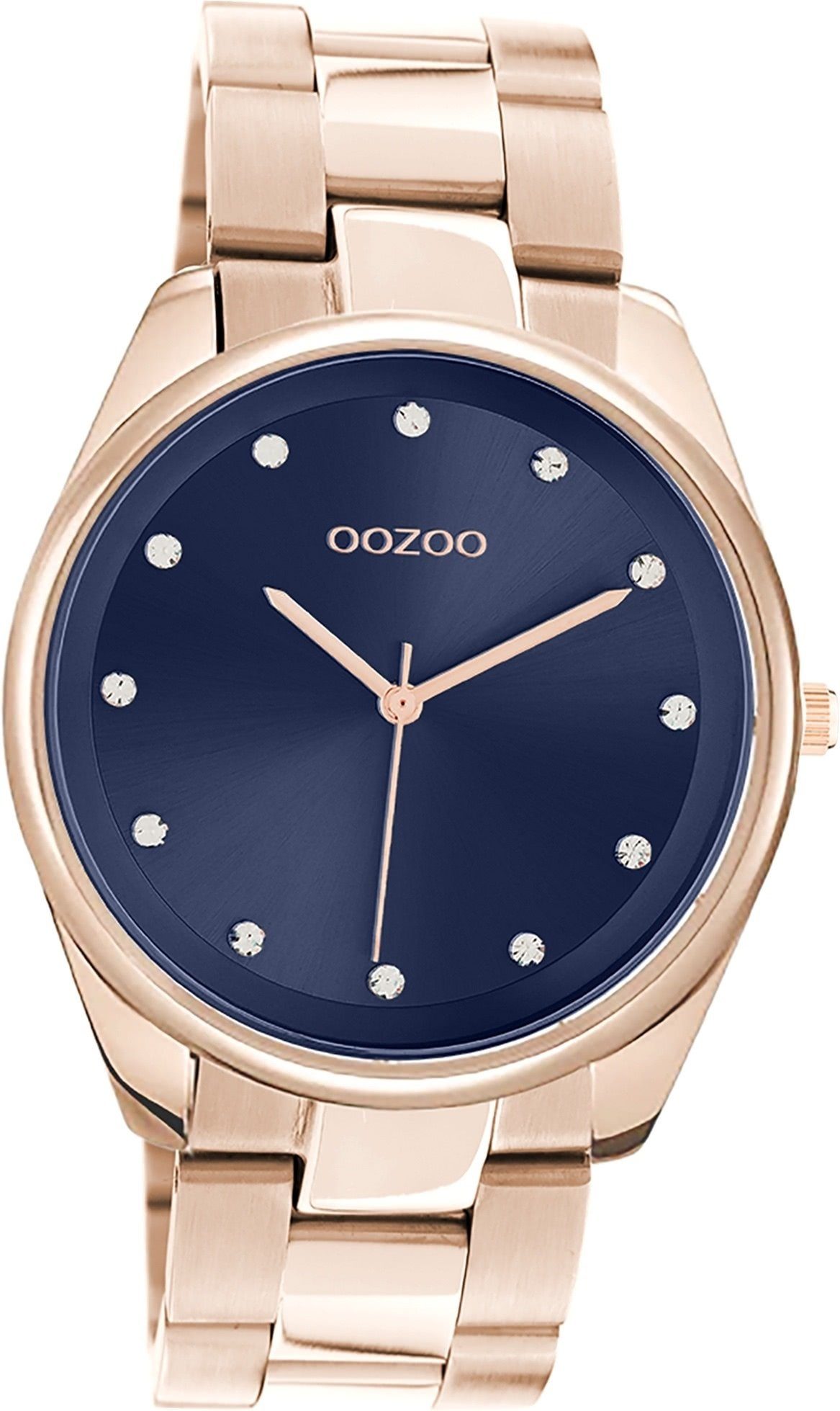 OOZOO Quarzuhr Oozoo rundes (ca. mittel Damen Armbanduhr Damenuhr roségold, Gehäuse, Timepieces, Edelstahlarmband 38mm)