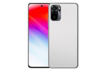 MuchoWow Handyhülle Leder - Strukturiert - Leder-Optik - Weiß, Phone Case, Handyhülle Xiaomi Redmi Note 10, Silikon, Schutzhülle