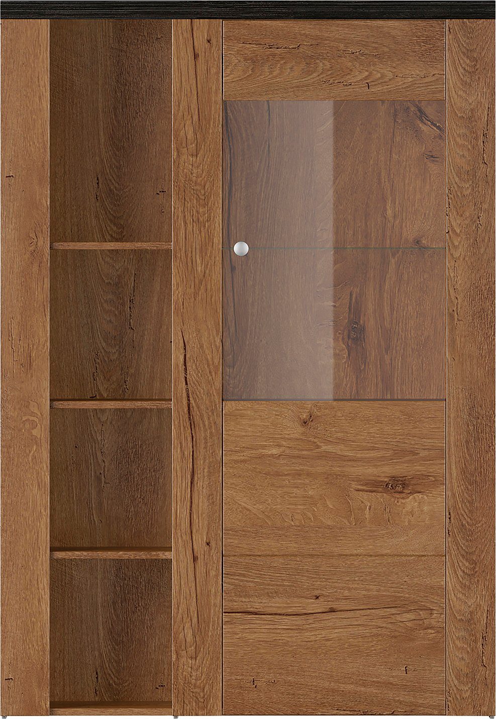 OTTO home Vitrine Larona, zeitlose Glasvitirne, Hochschrank Höhe 145 cm Stauraumvitrine mit dekorativer Rahmenoptik