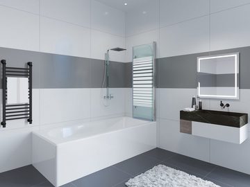 IMPTS Badewannenaufsatz Duschwand für Badewanne, Glas Alu, (2 tlg., 2 TLG), Duschabtrennung für Badewanne, Dekor Querstreifen, Nano-Beschichtung