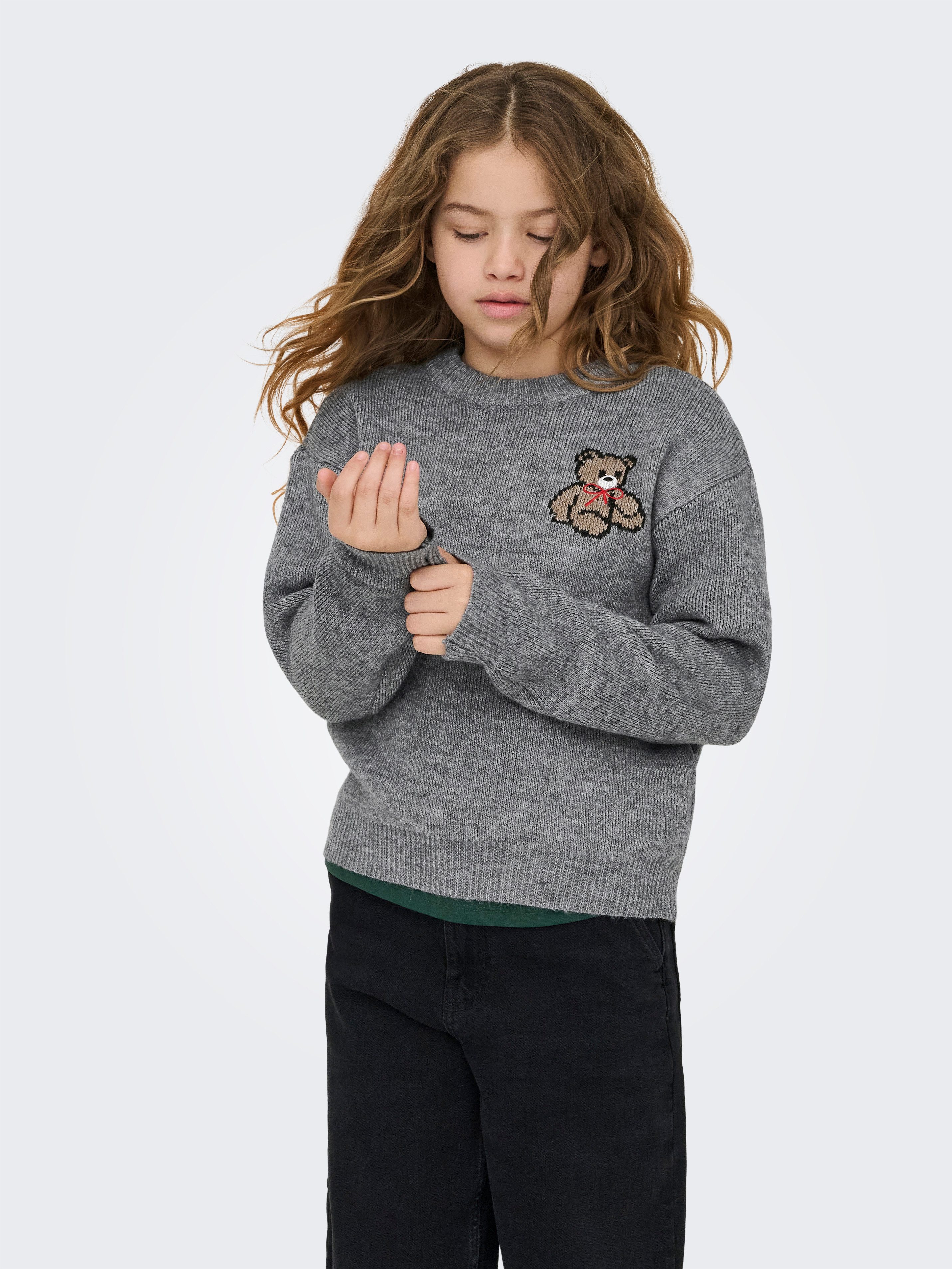KIDS ONLY Strickpullover KOGTEDDY L/S PULLOVER KNT NOOS Kunstfaser, regular fit