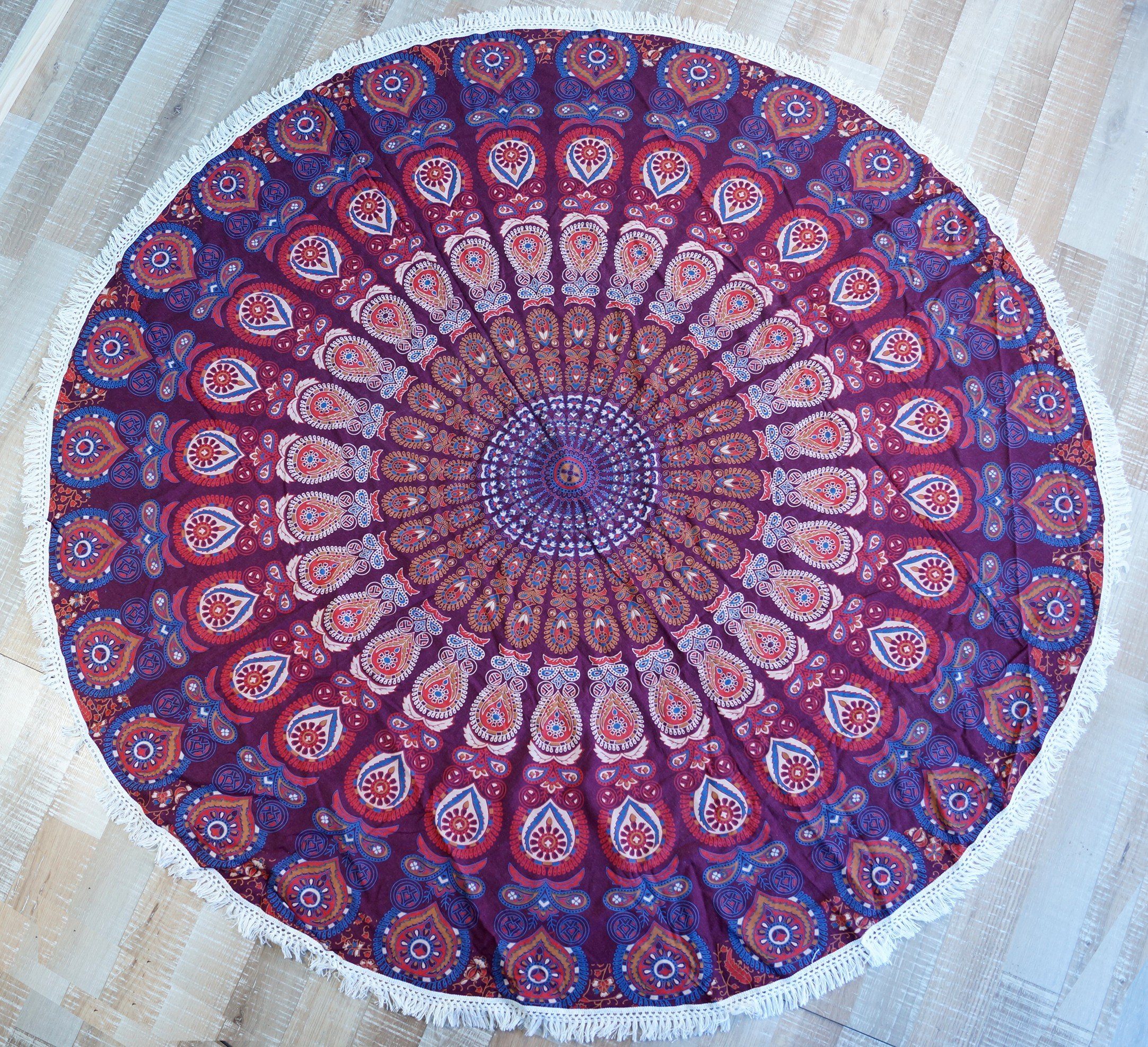 Guru-Shop Tagesdecke Rundes indisches Mandala Tuch, Boho Tagesdecke,..
