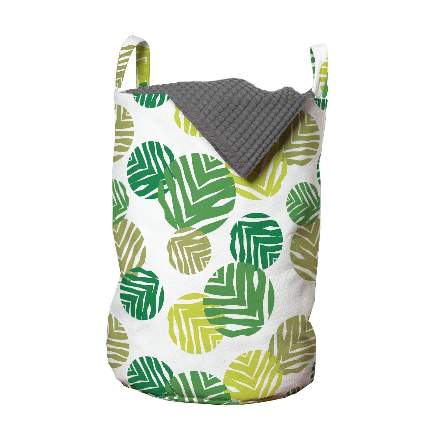 Abakuhaus Wäschesäckchen Wäschekorb mit Griffen Kordelzugverschluss Waschsalons, Leaves Green Spring Tropical Blatt für