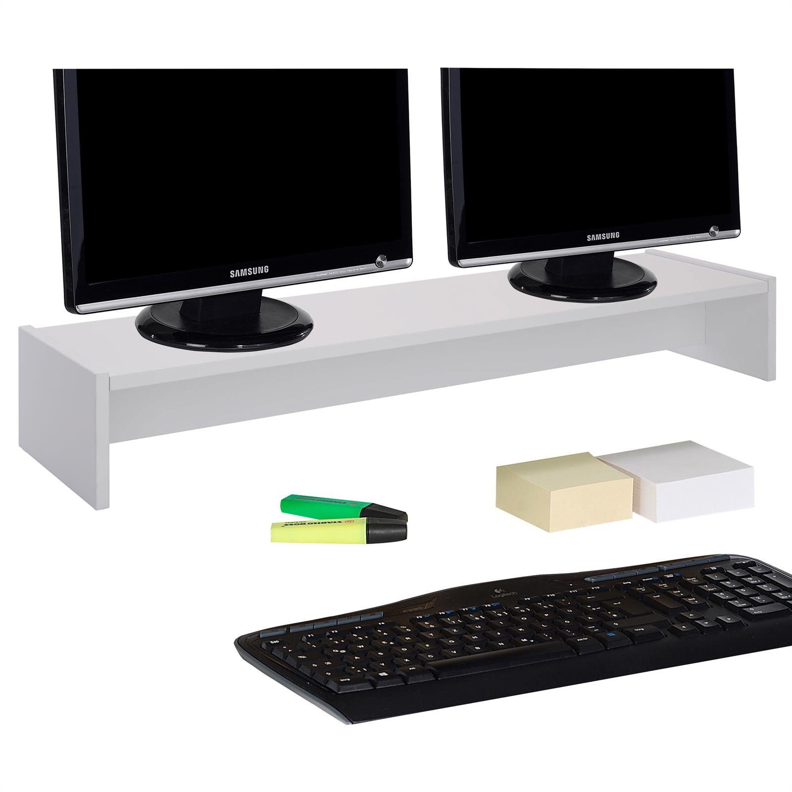 CARO-Möbel Monitorständer ZOOM, (Bildschrimerhöhung 100cm für 2 Monitore, Schreibtischaufsatz weiß) – Bild 2 von 2