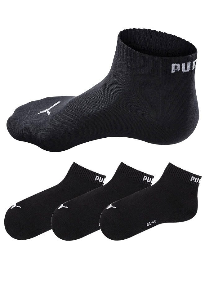 PUMA Kurzsocken (3-Paar) mit Rippbündchen schwarz 3x